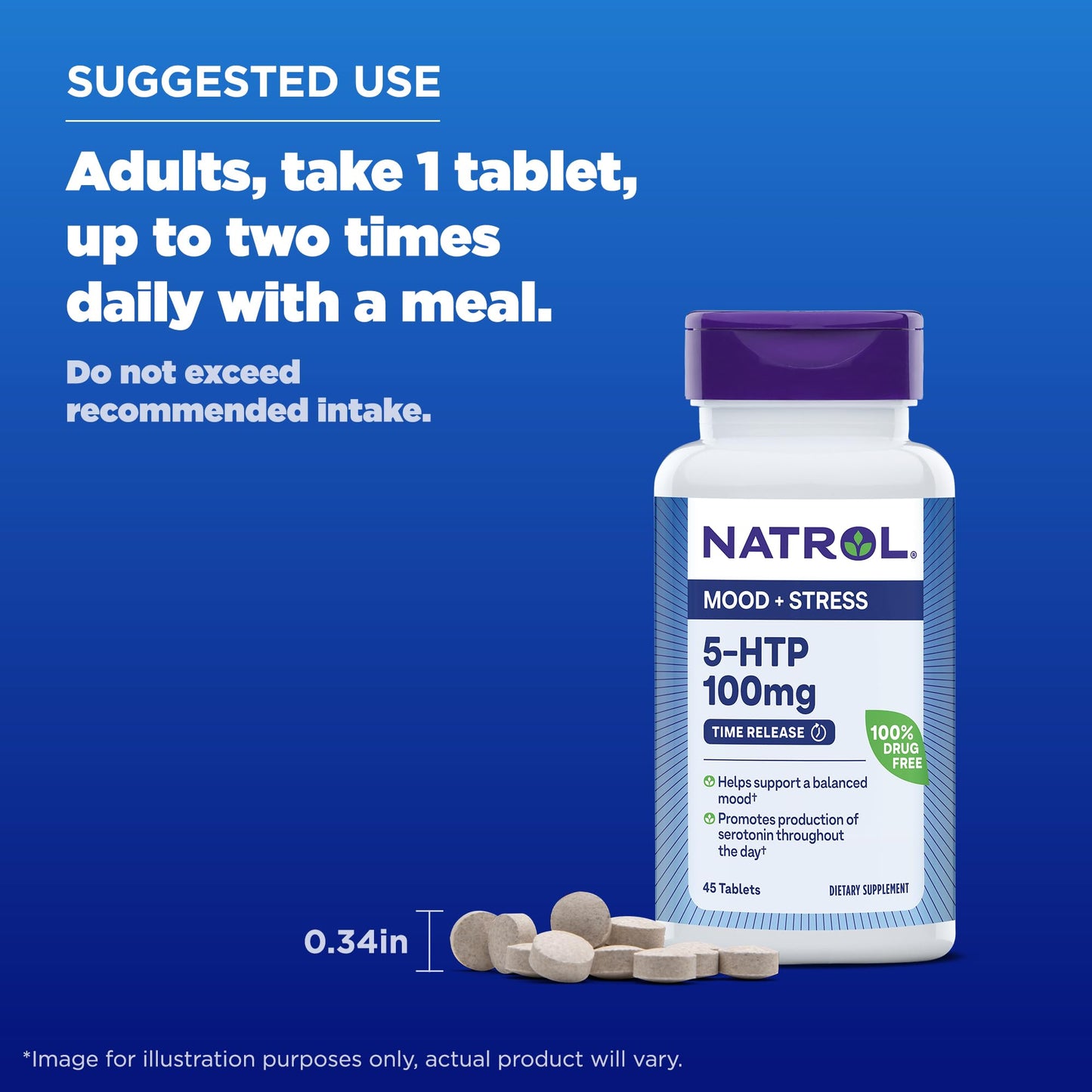 Natrol 5-HTP 100mg, Dietary Supplement Helps Support a Balanced Mood, 90 Time NatrolUS supplements