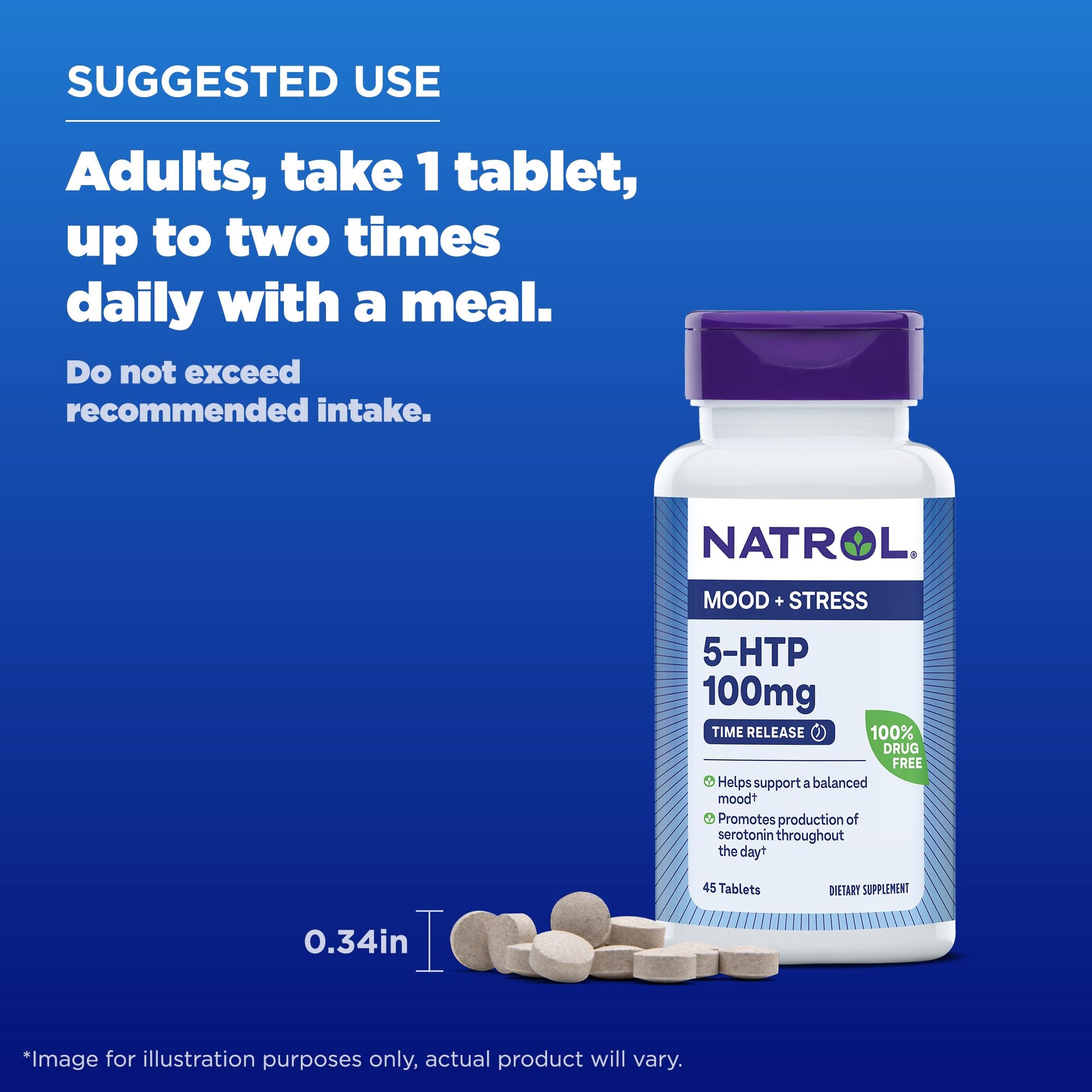 Natrol 5-HTP 100mg, Dietary Supplement Helps Support a Balanced Mood, 90 Time NatrolAu supplements
