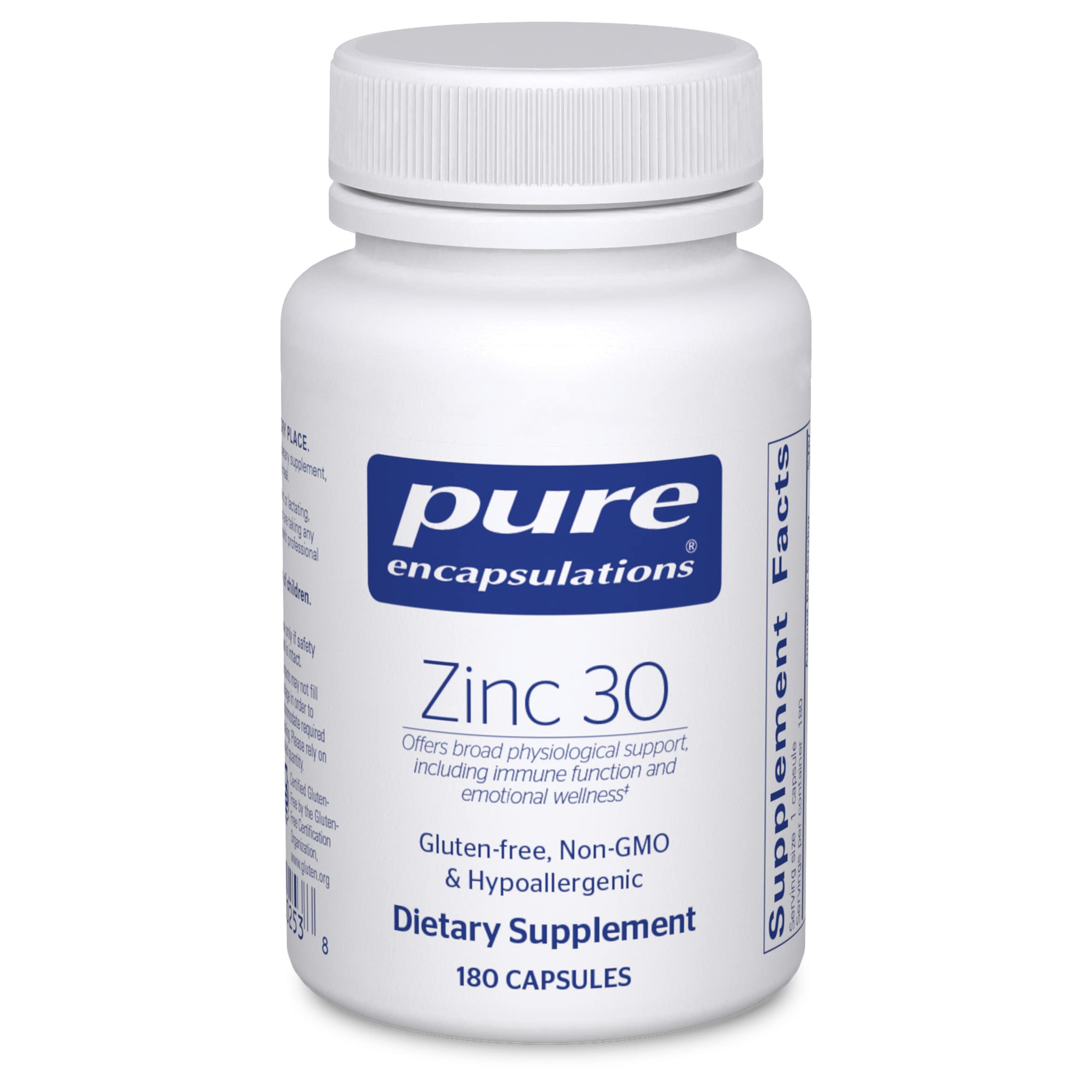 Pure Encapsulations Zinc 30 mg - Highly Absorbable - 180 Capsules Pure EncapsulationsAu supplements