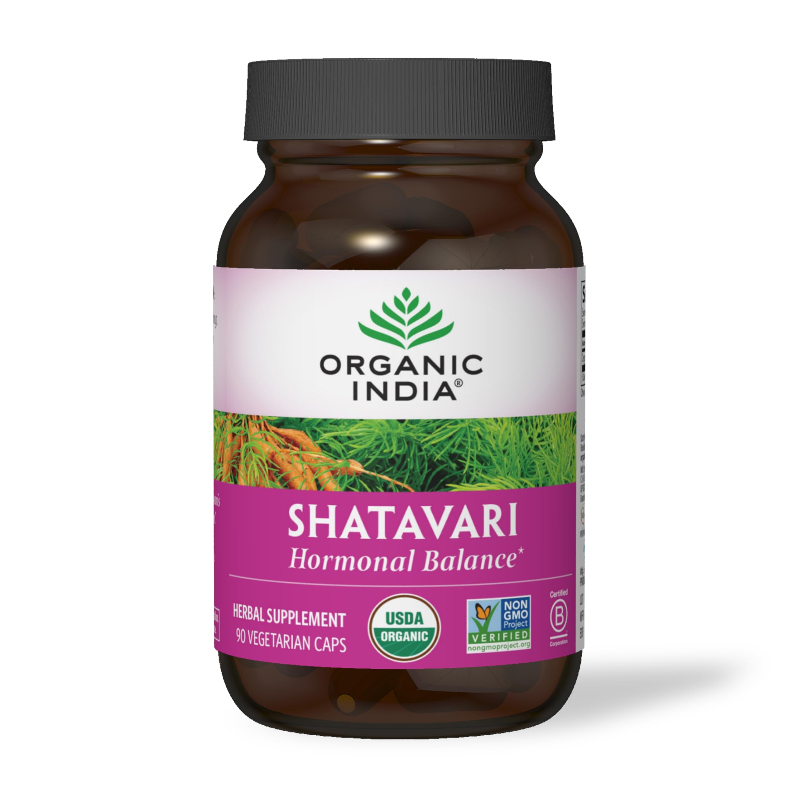 ORGANIC INDIA Shatavari Herbal Supplement - Supports Hormonal Balance, Immune and Inflammatory Response, Vegan, Gluten-Free, USDA Organic, Supports Reproductive Health - 90 Capsules ORGANIC INDIAAu supplements
