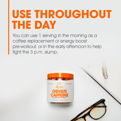Genius Caffeine Pills 100mg, Extended-Release Microencapsulated Caffeine Pills The Genius BrandUS supplements