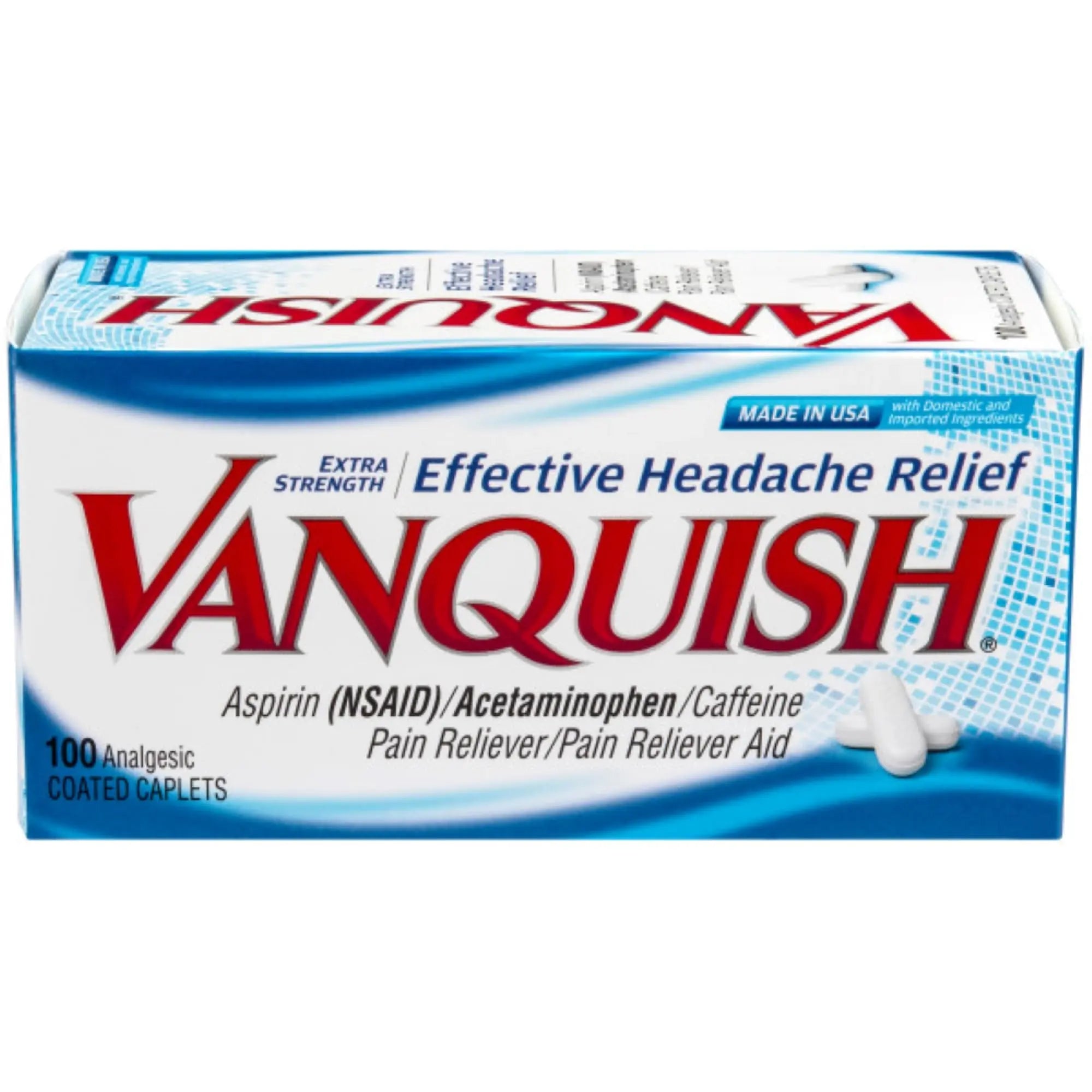 Vanquish Headache Relief, Acetaminophen, Aspirin, Caffeine, 100 Caplets, Packaging May Vary VanquishAu supplements