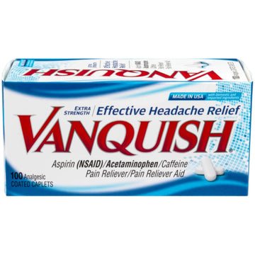 Vanquish Headache Relief, Acetaminophen, Aspirin, Caffeine, 100 Caplets, Packaging May Vary VanquishAu supplements
