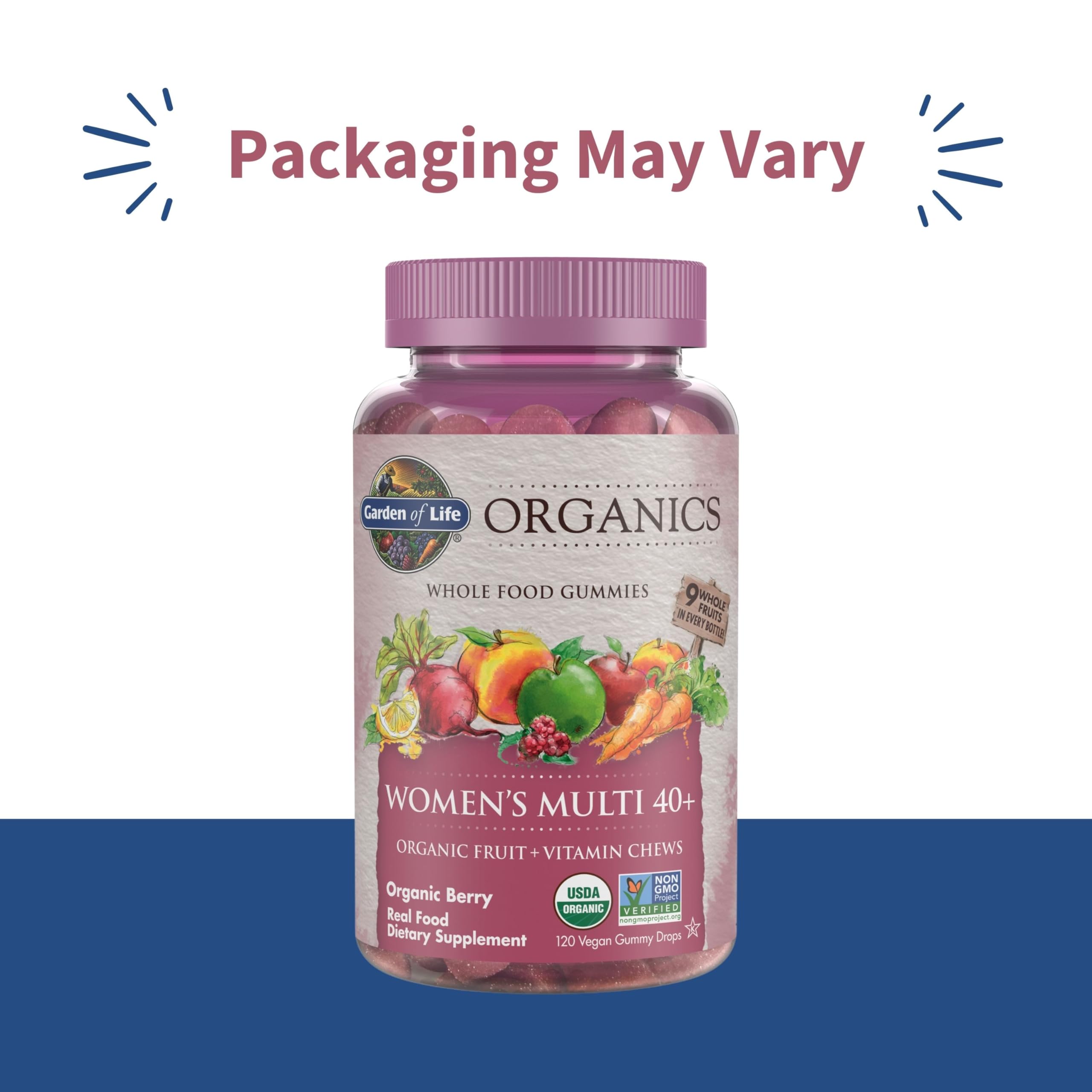 Garden of Life Organics Women 40+ Gummy Vitamins - Berry - Certified Organic, Non-GMO, Vegan, Kosher Complete Multi - Methyl B12, C & D3 Garden of LifeAu supplements