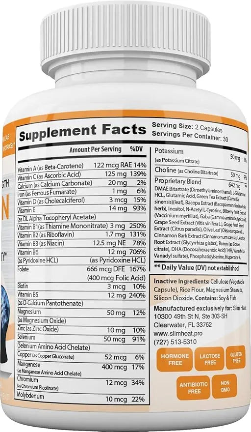 Keto Brain Booster - Brain Supplement - Focus, Concentration, Memory Neuro Supplement for Women & Men - Supports Learning, Energy, Immunity - All Natural, Non GMO, Made in USA - 60 Capsules Slim Heatnz supplements