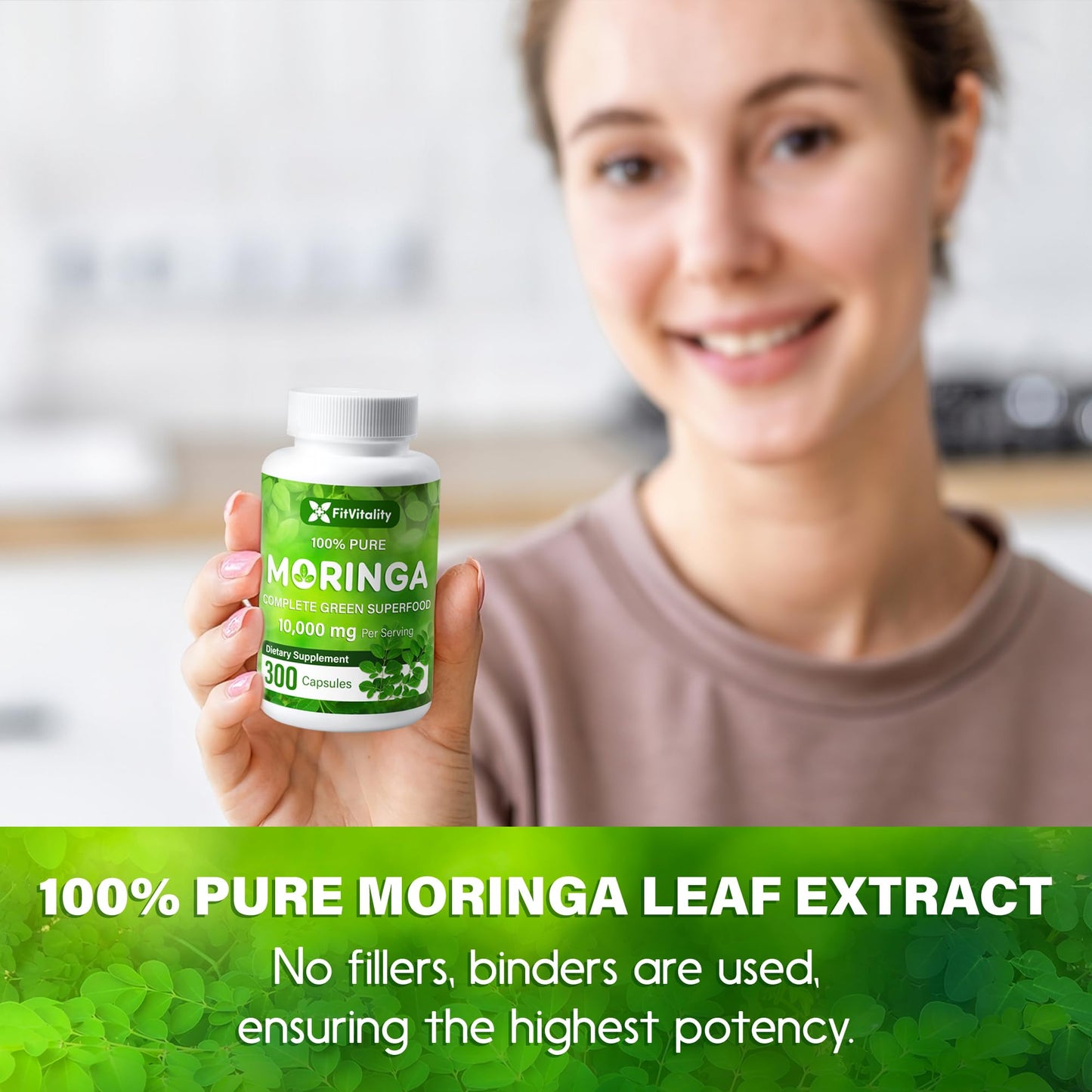 Moringa Capsules| Moringa Oleifera |10,000mg| 300 Capsules| 100% Pure| Non-GMO FitVitalityUS supplements