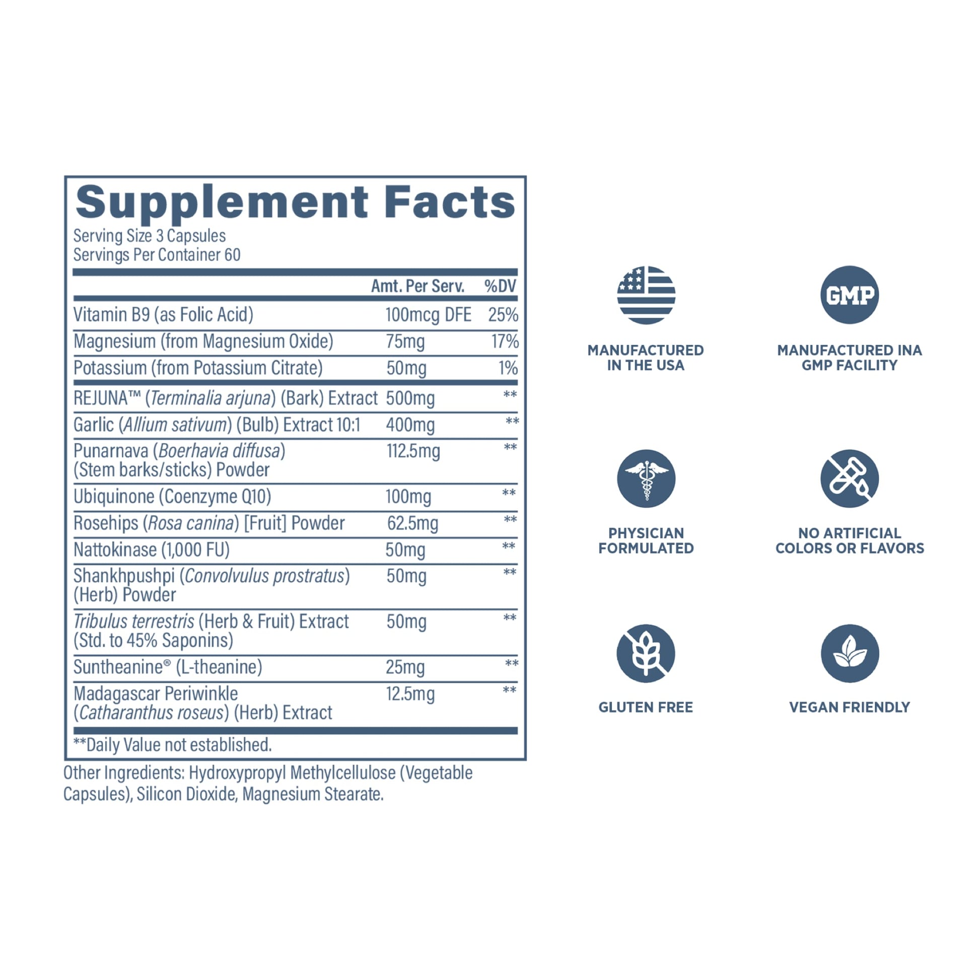 Revive MD Blood Pressure Support Supplement - Supports Heart and Circulatory Health, Energy & Daily Wellness - Magnesium, Potassium, Folic Acid & Garlic Formula (180 Vegetarian Capsules, 60 Servings) ReviveAu supplements