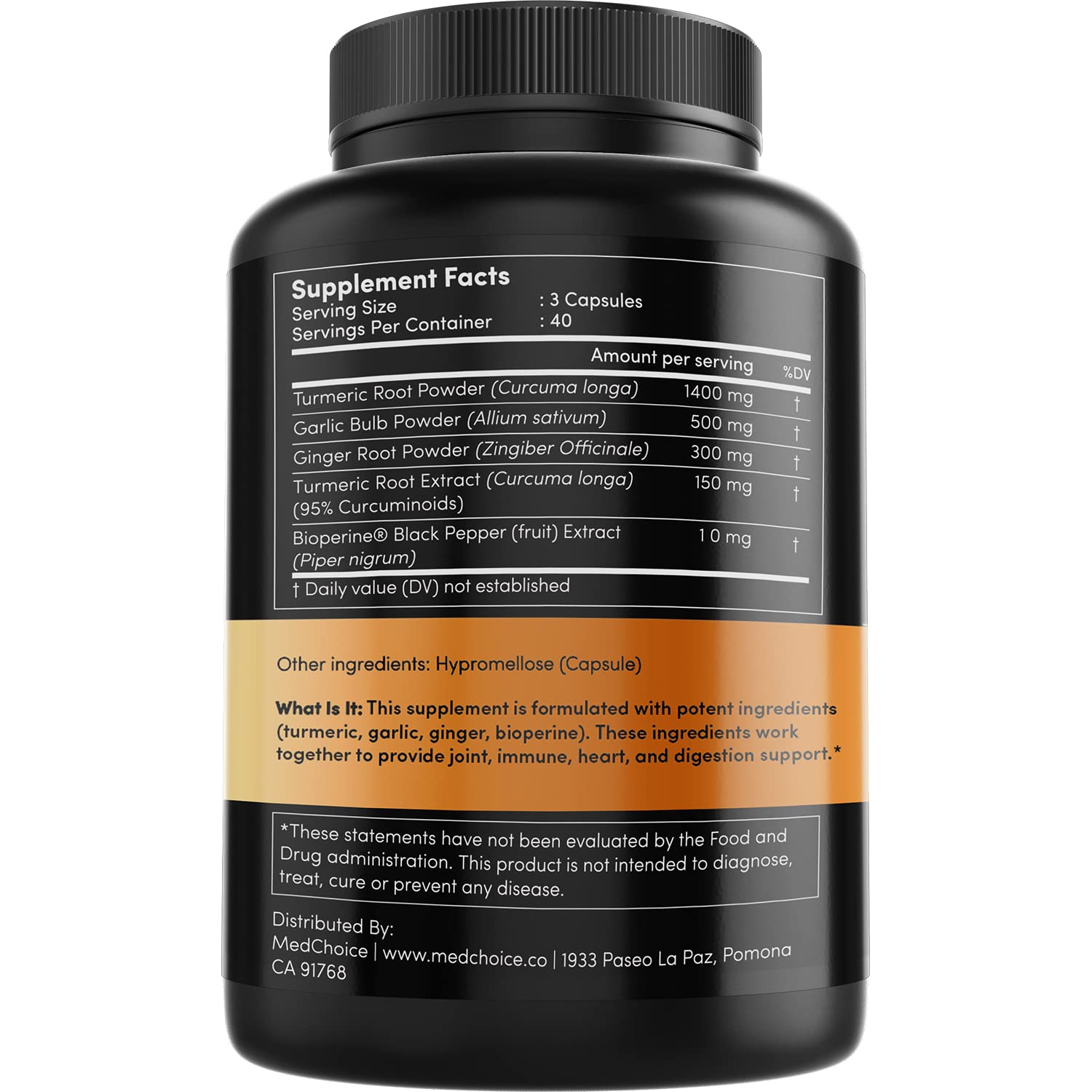 4-in-1 Turmeric and Garlic Supplements with Bioperine 2360 mg (360 ct) Turmeric Ginger MEDCHOICEAu supplements
