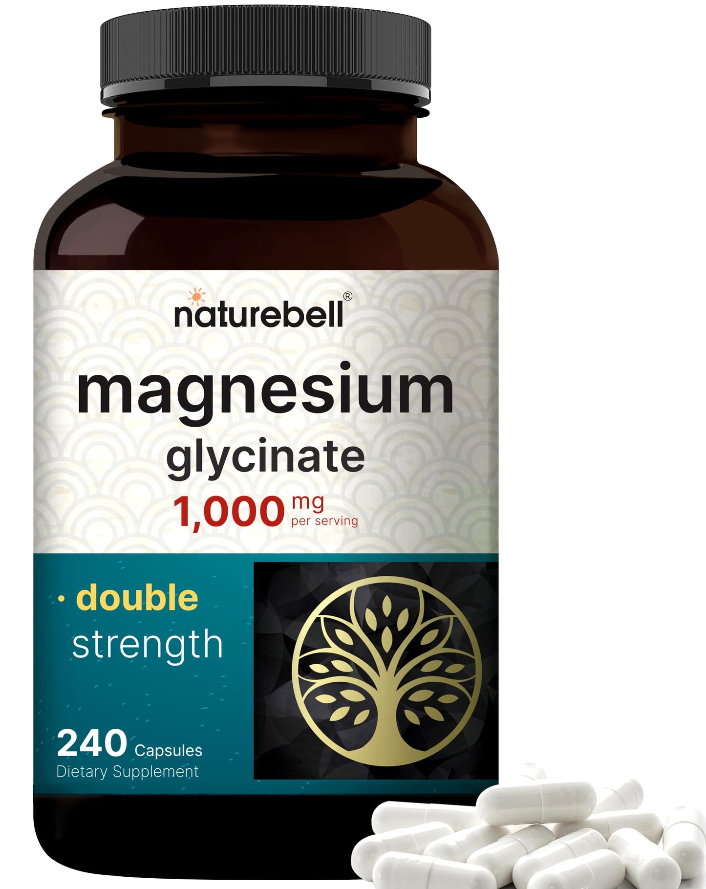 Magnesium Glycinate Supplement 1,000mg | 500mg Per Capsule, 240 Pills NatureBellUS supplements