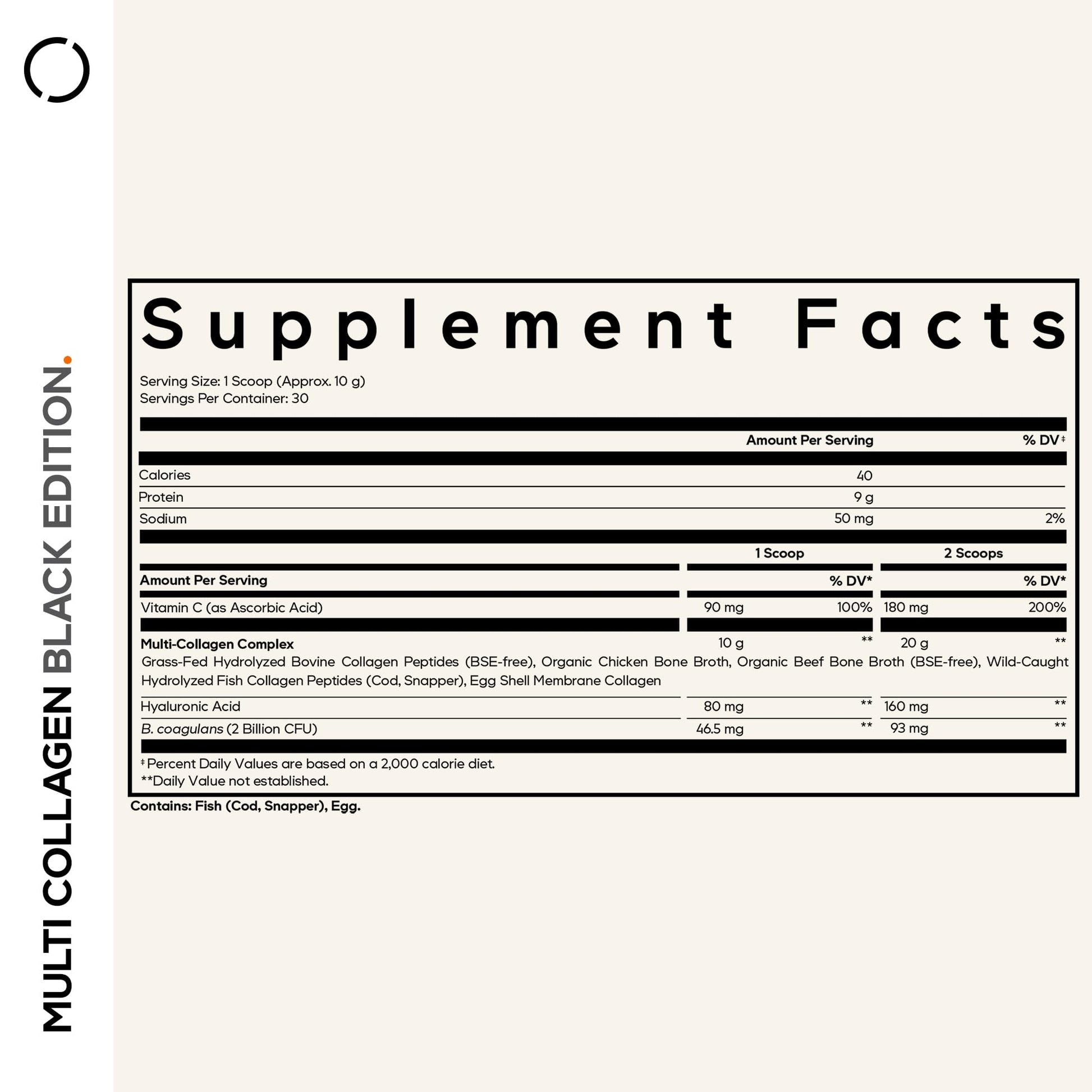Codeage Multi Collagen Peptides Powder + Probiotics Black Edition, Vitamin C, Hyaluronic Acid Powder Supplement, Grass-Fed, Hydrolyzed, Zero Carbs, Type I, II, III, V & X, Unflavored, 10.58oz CodeageAu supplements