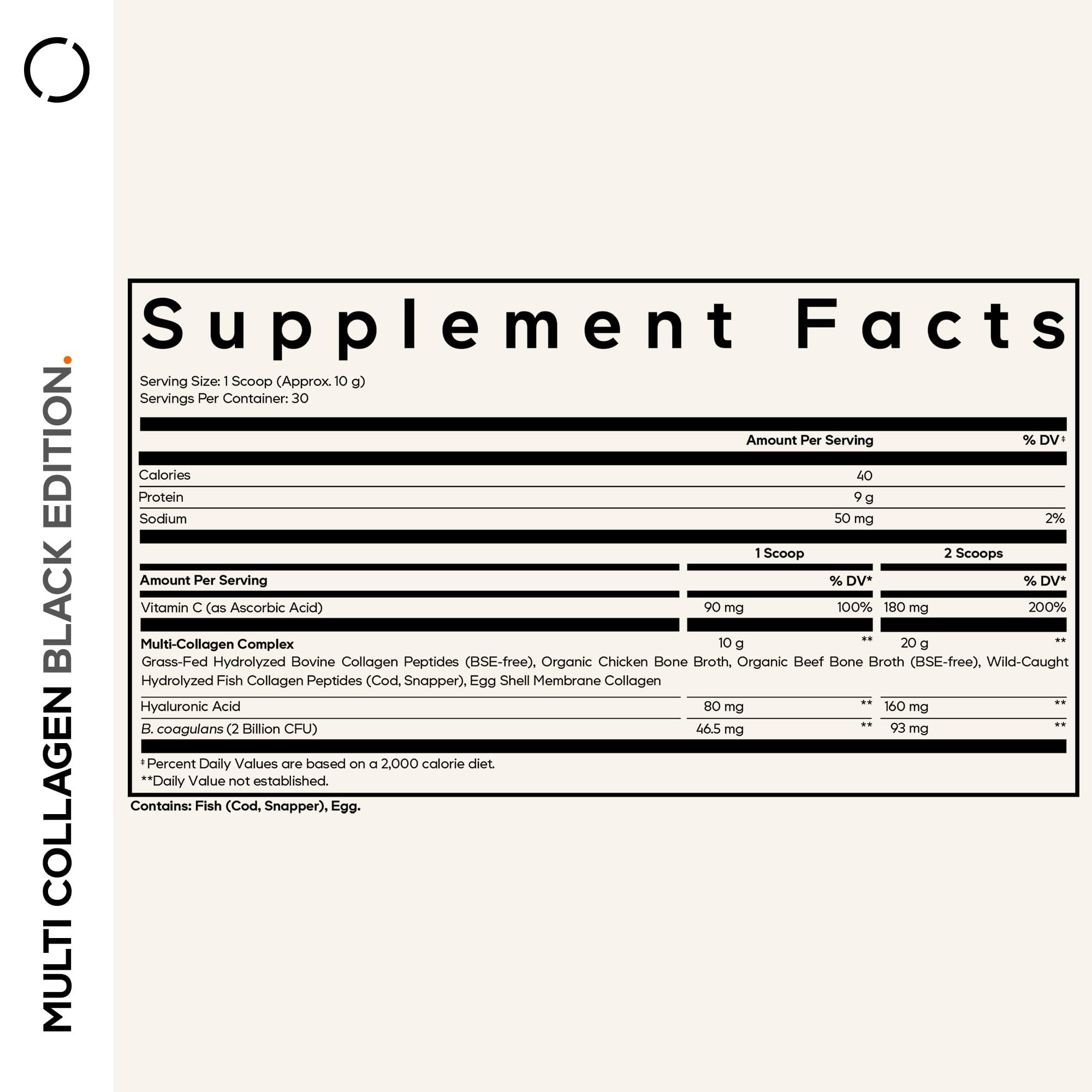 Codeage Multi Collagen Peptides Powder + Probiotics Black Edition, Vitamin C, Hyaluronic Acid Powder Supplement, Grass-Fed, Hydrolyzed, Zero Carbs, Type I, II, III, V & X, Unflavored, 10.58oz CodeageAu supplements