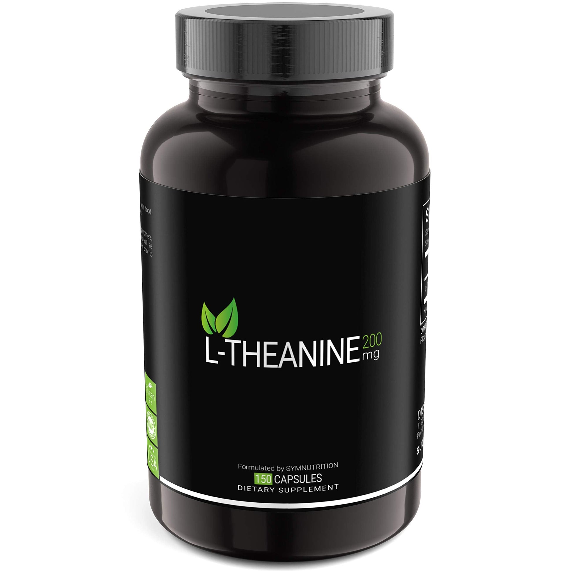 SYMNUTRITION L-Theanine 200mg — 150 Count (V-Capsules) / 150 Servings Manufactured in a cGMP-Registered Facility in USA; Non-GMO, Vegan & Gluten Free SYMNUTRITIONAu supplements