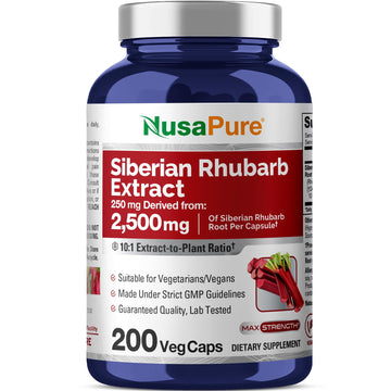 NusaPure Siberian Rhubarb 10:1 Extract, 250 mg Equivalent to 2,500mg - 200 Veggie Capsules (Vegetarian, Non-GMO, Vegan) NusaPureAu supplements