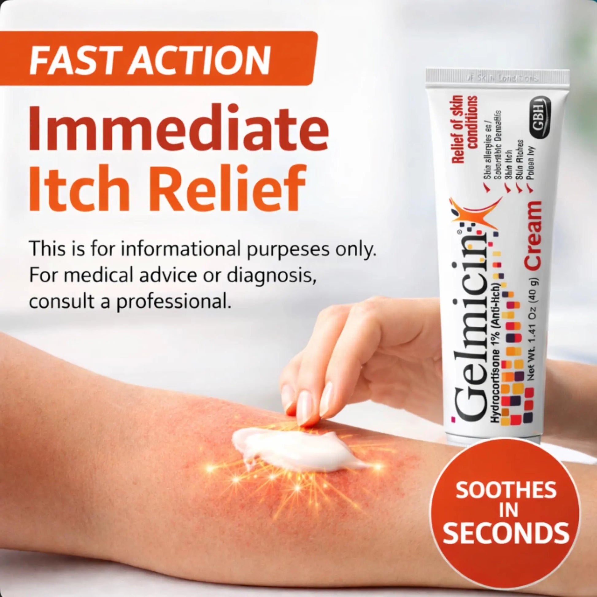 Gelmicin Cream 40g Skin Allergies, Skin Itch, Skin Rashes, Poison Ivy Relief- Contains 1.41 oz Gelmicinnz supplements