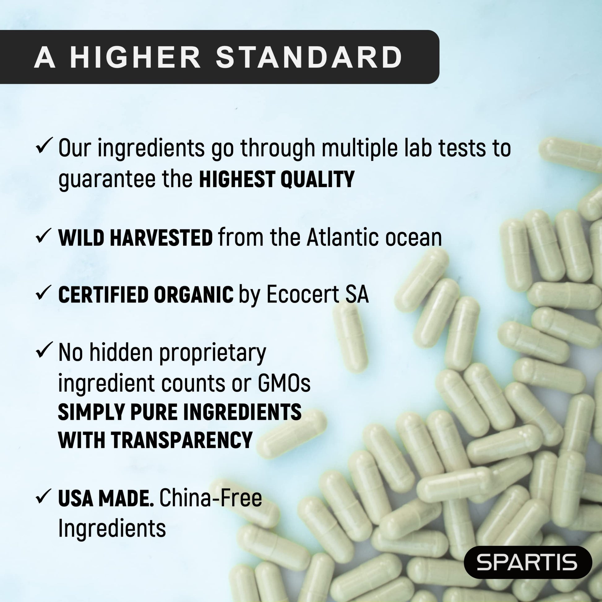 Certified Organic Sea Moss Capsules 2250mg Wildcrafted Irish Sea Moss Burdock Root SPARTISUS supplements