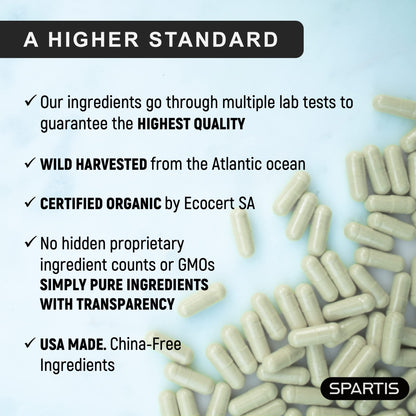 Certified Organic Sea Moss Capsules 2250mg Wildcrafted Irish Sea Moss Burdock Root SPARTISUS supplements