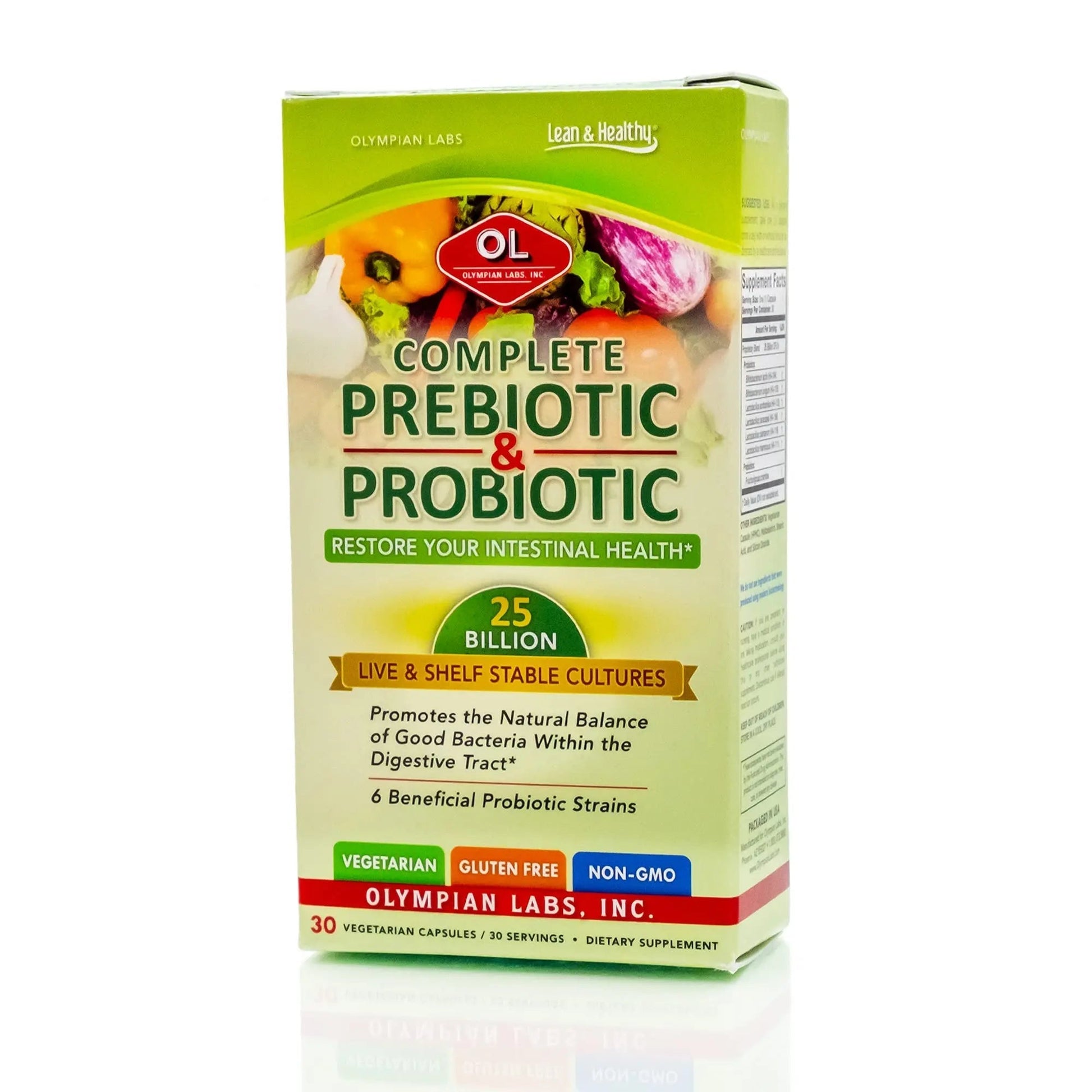 Olympian Labs Complete Prebiotic and Probiotic Supplement - 25 Billion Live Shelf Stable Cultures - 30 Vegetarian Capsules Olympian LabsAu supplements