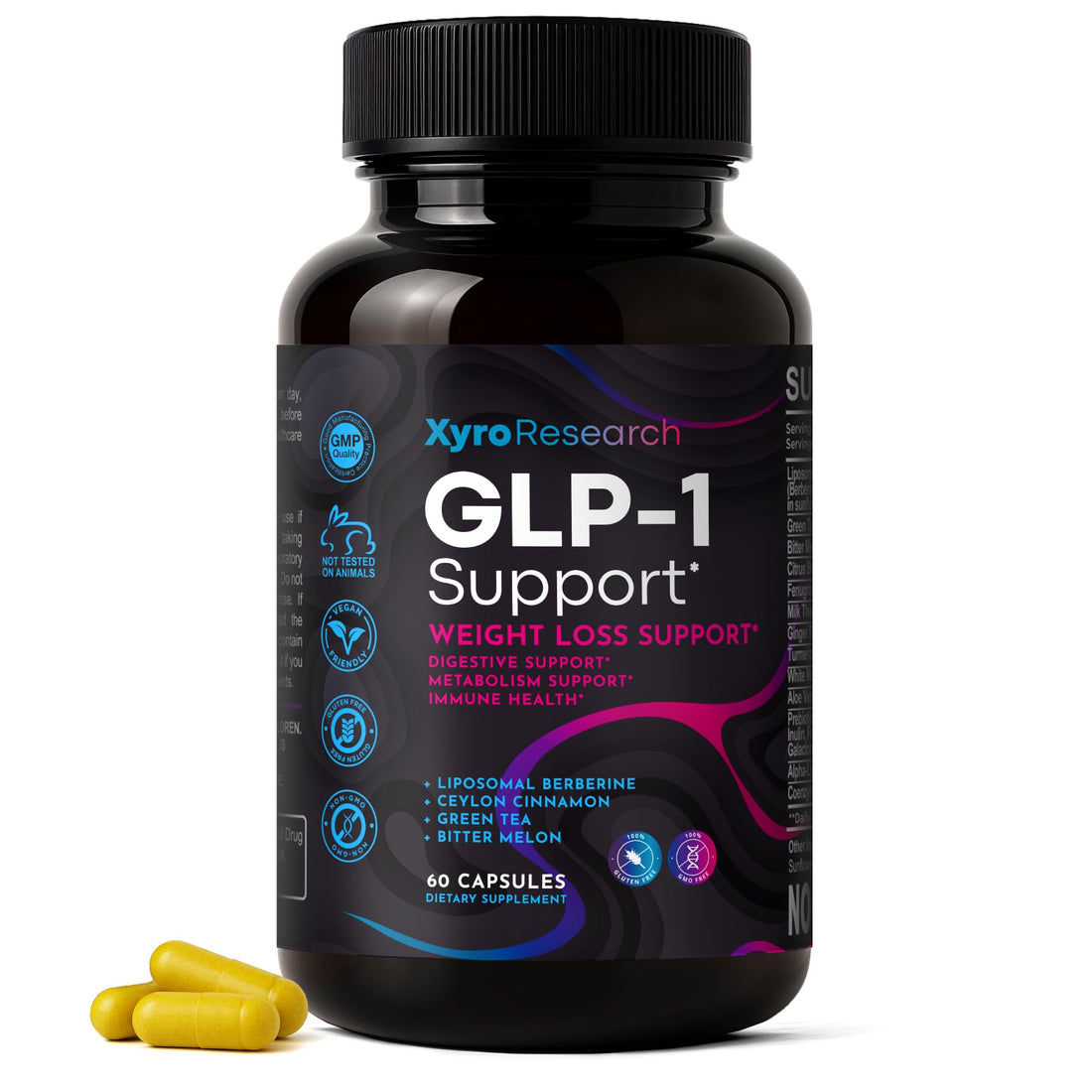 Xyro Research GLP-1 Support Weight Loss Supplement - Appetite Suppressant & Metabolism Booster to Support Natural Hunger Control Curb Cravings Burn Fat & Gut Wellness Xyro ResearchAu supplements