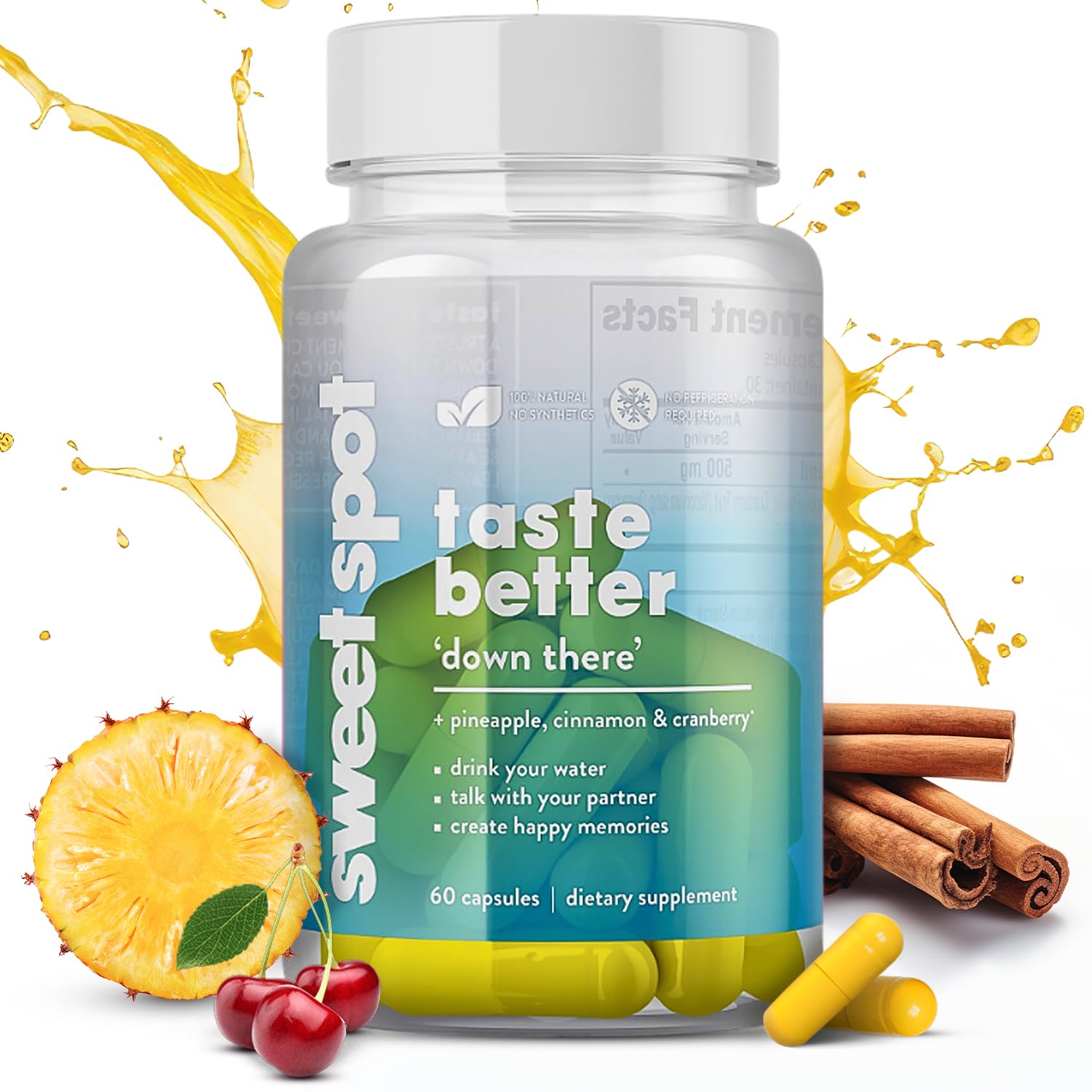 Pineapple Probiotics for Men – 625mg Sweet Spot Formula with Pineapple Extract, Cranberry & Cinnamon, Supports pH Balance & Freshens Taste, 60 Capsules, Made in the USA TASTE THE SWEET SPOTAu supplements