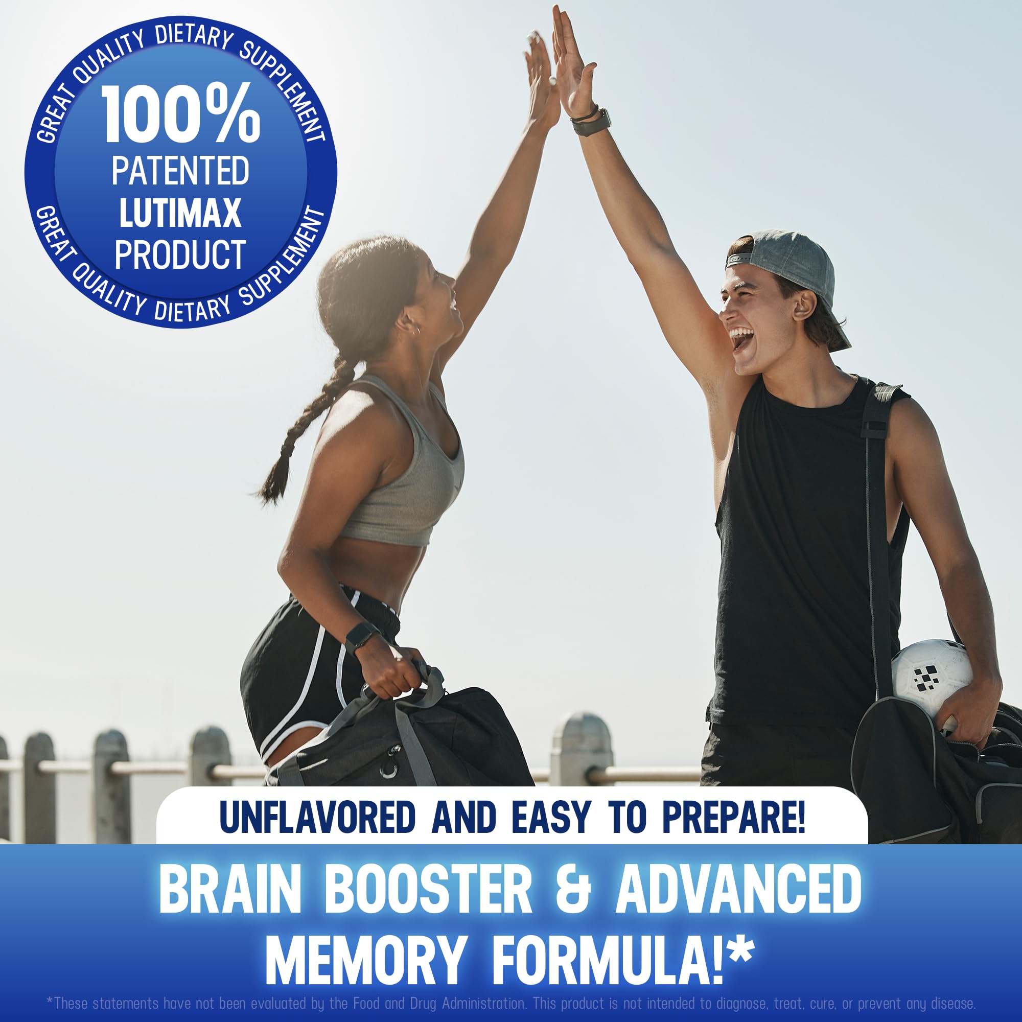 Lutimax Luteolin Complex Powder Brain Supplement with Rutin - Nootropic Brain Supplements for Memory and Focus to Improve Brain Health - Antioxidant Supplement for Immune Support - 100 Servings Solo LutiAu supplements
