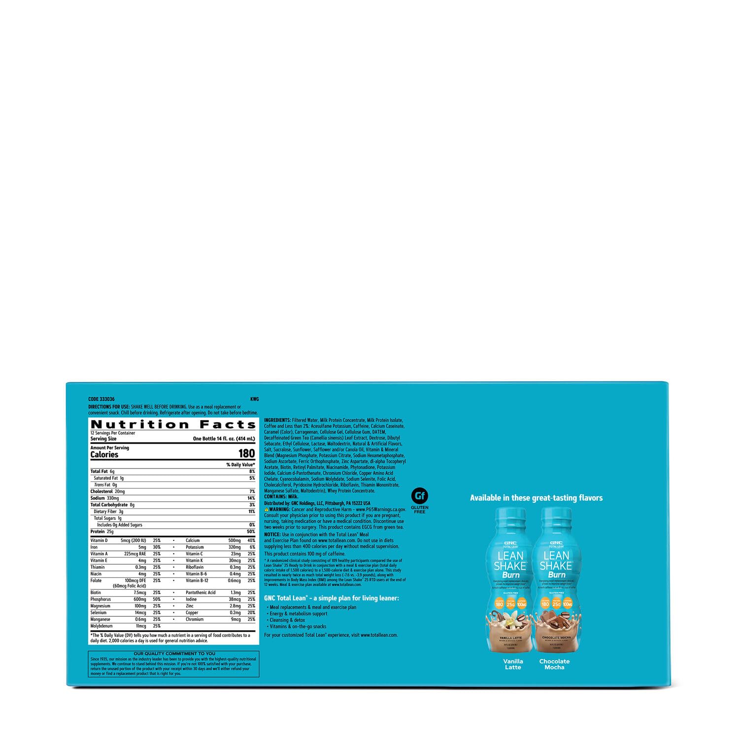 GNC Total Lean Lean Shake Burn - Vanilla Latte - 12 Bottles GNCAu supplements