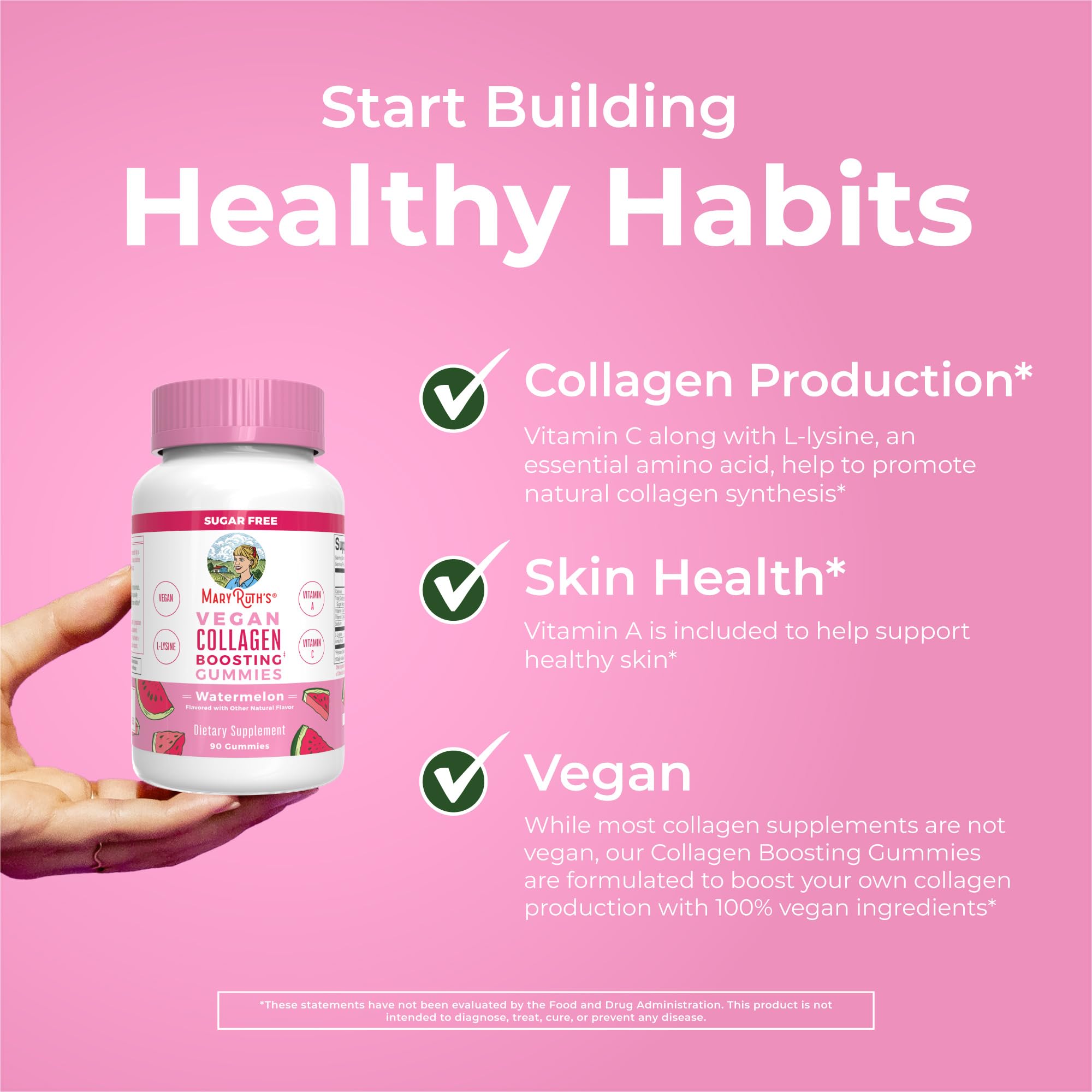 MaryRuth Organics Vegan Collagen for Women & Men, Collagen Boosting Gummies, Skin Care, Lysine, Vitamin C, Vitamin A, Amla, Supplement for Hair & Skin, Vegan, Non-GMO, Gluten Free, 90 Servings MARYRUTH'SUS supplements