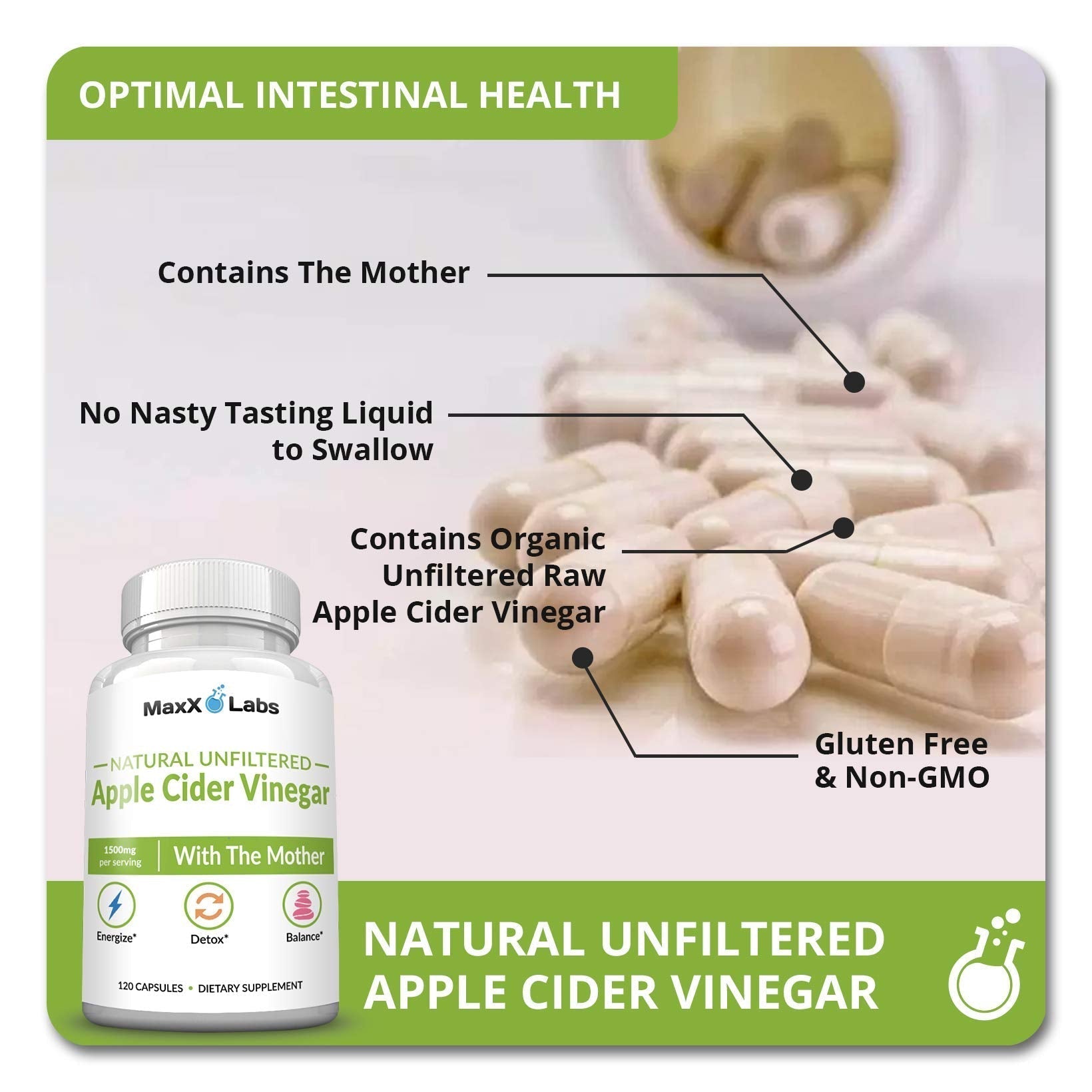 Apple Cider Vinegar Capsules with The Mother - Healthy Keto Diet Supplements MaxX LabsAu supplements