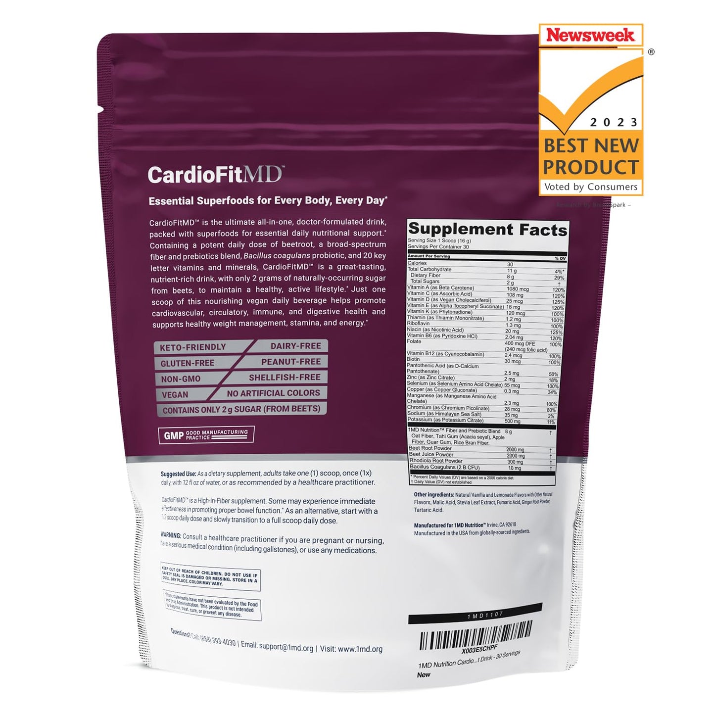 1MD Nutrition CardioFitMD - Vegan Beets Superfood Keto-Friendly Heart Health Powder 1MD NutritionUS supplements