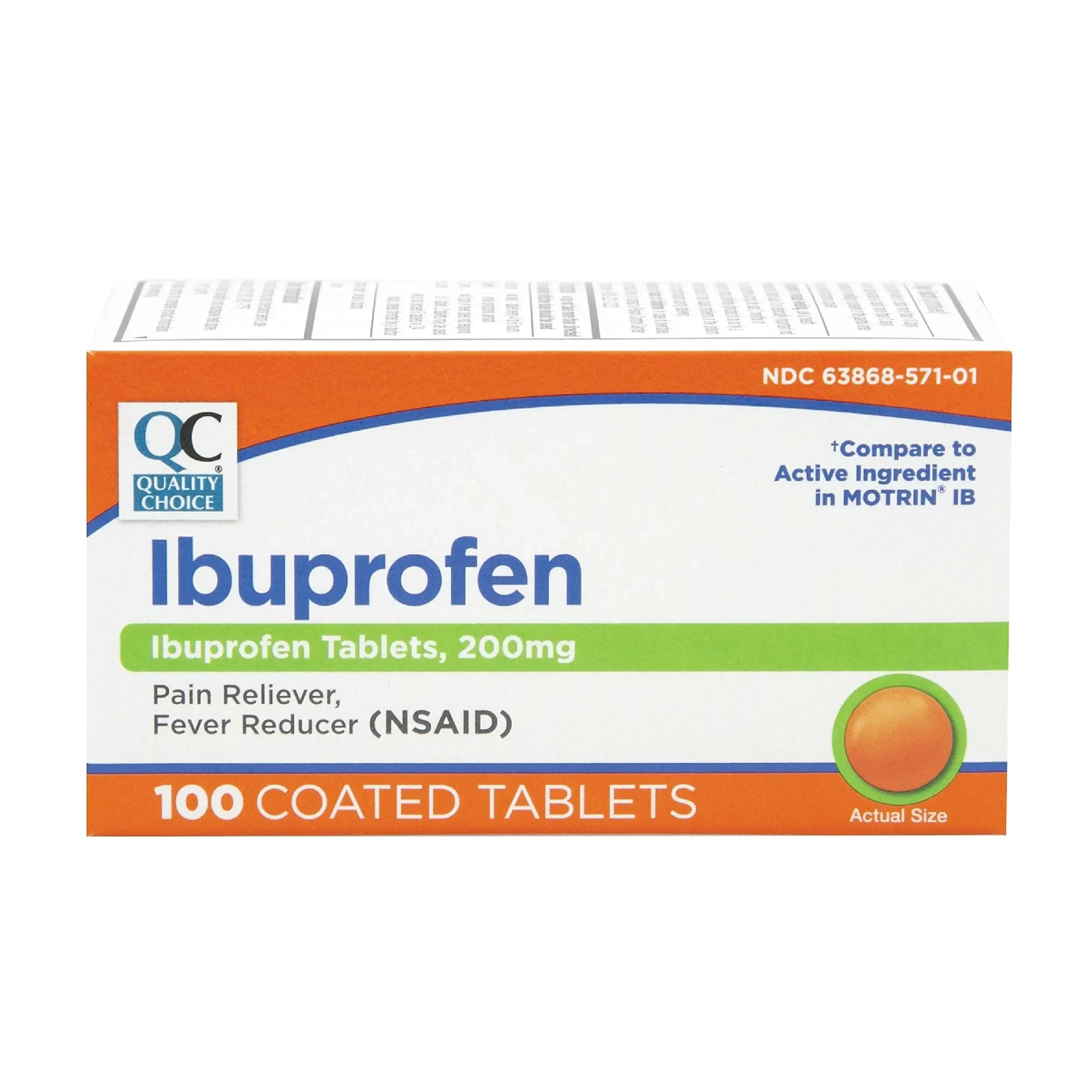Quality Choice Ibuprofen Tablets, 200 mg, Pain Reliever and Fever Reducer for Arthritis, Toothache, Back Pain, Headache, Body Aches, and More 100 Count of Coated Tablets Quality ChoiceAu supplements