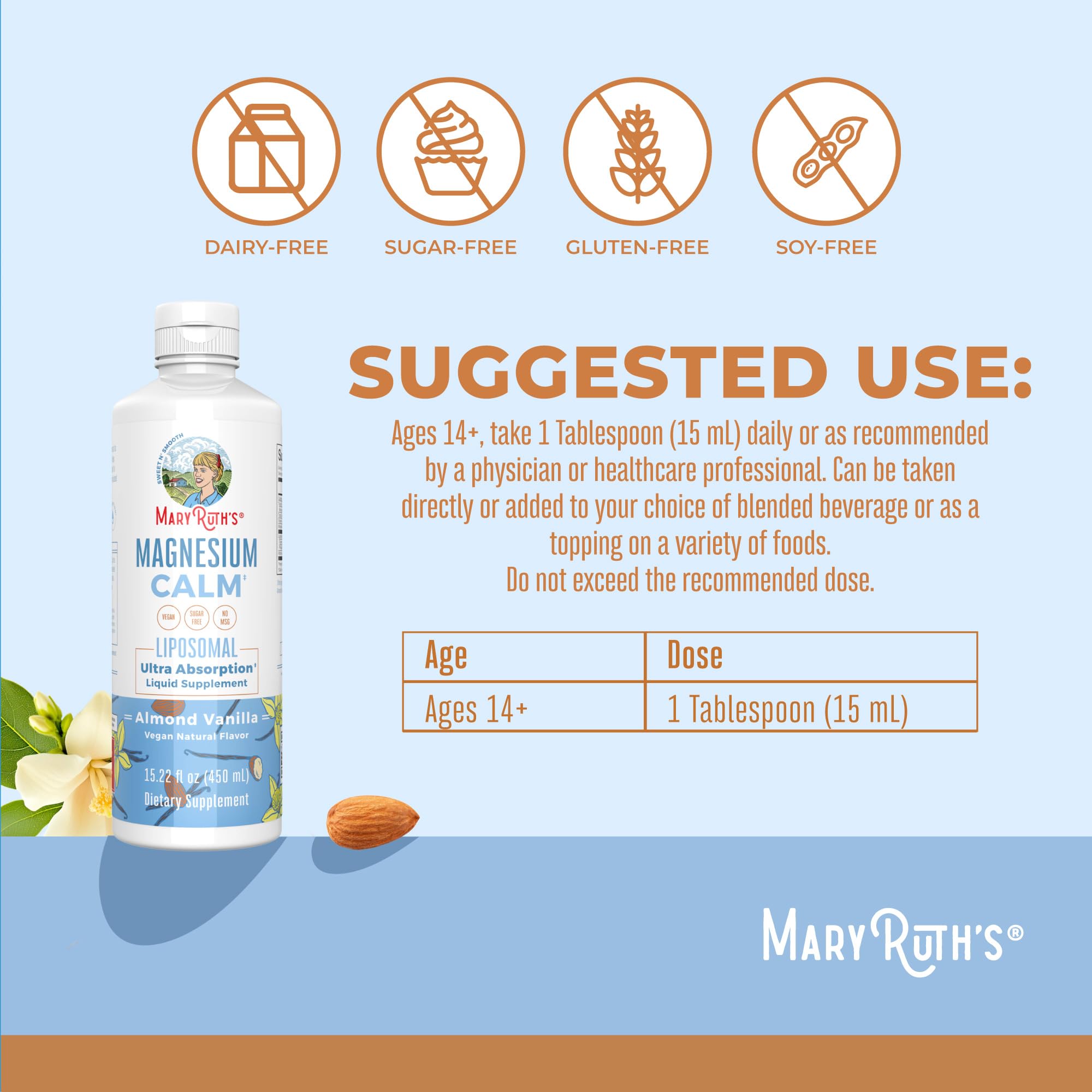 MaryRuth Organics Magnesium Liposomal| Magnesium Supplement | Magnesium Bisglycinate | Muscle & Bone Support | Mood Support Vitamin | Vegan | Non-GMO | Gluten Free | 15.22 Fl Oz | 30 Servings MARYRUTH'SUS supplements