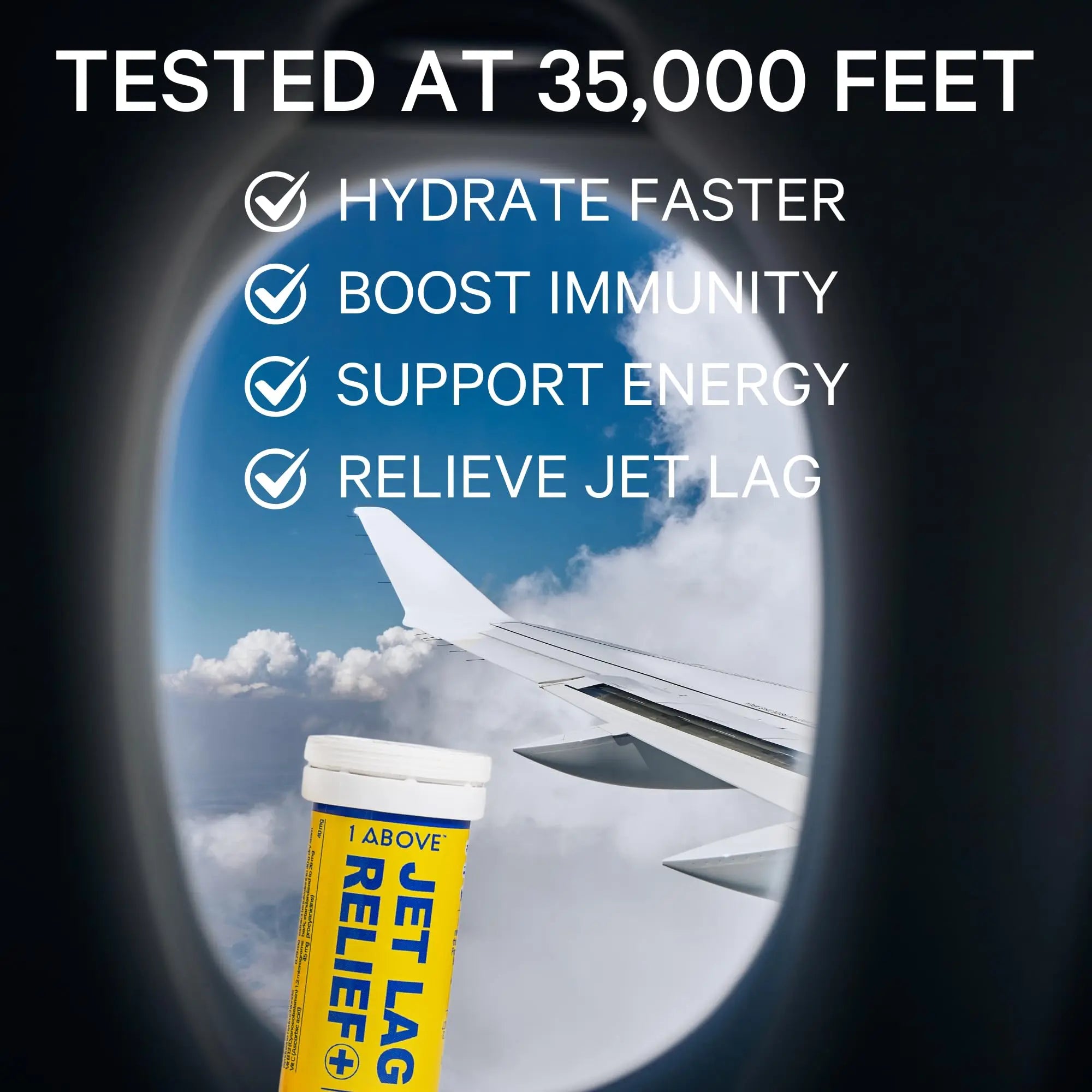 1Above Jet Lag Relief Tablets - Citrus-Flavored Effervescent Multivitamin with Pycnogenol Travel Supplement for Hydration, Energy 1ABOVEAu supplements