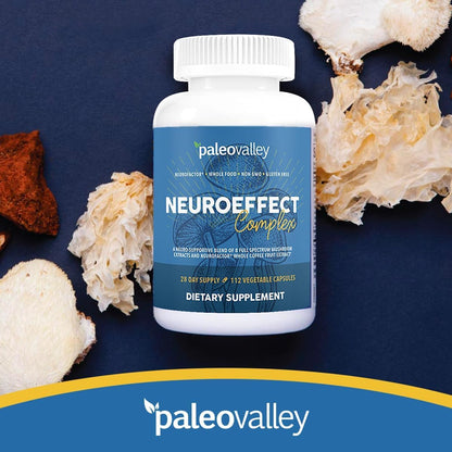 Paleovalley NeuroEffect - Neuro Mushroom Coffee Nutritional Supplement for Focus, Memory, and Energy Support - 28-Day Supply - 8 Full Spectrum Mushroom and Whole Coffee Fruit Extracts PaleovalleyUS supplements