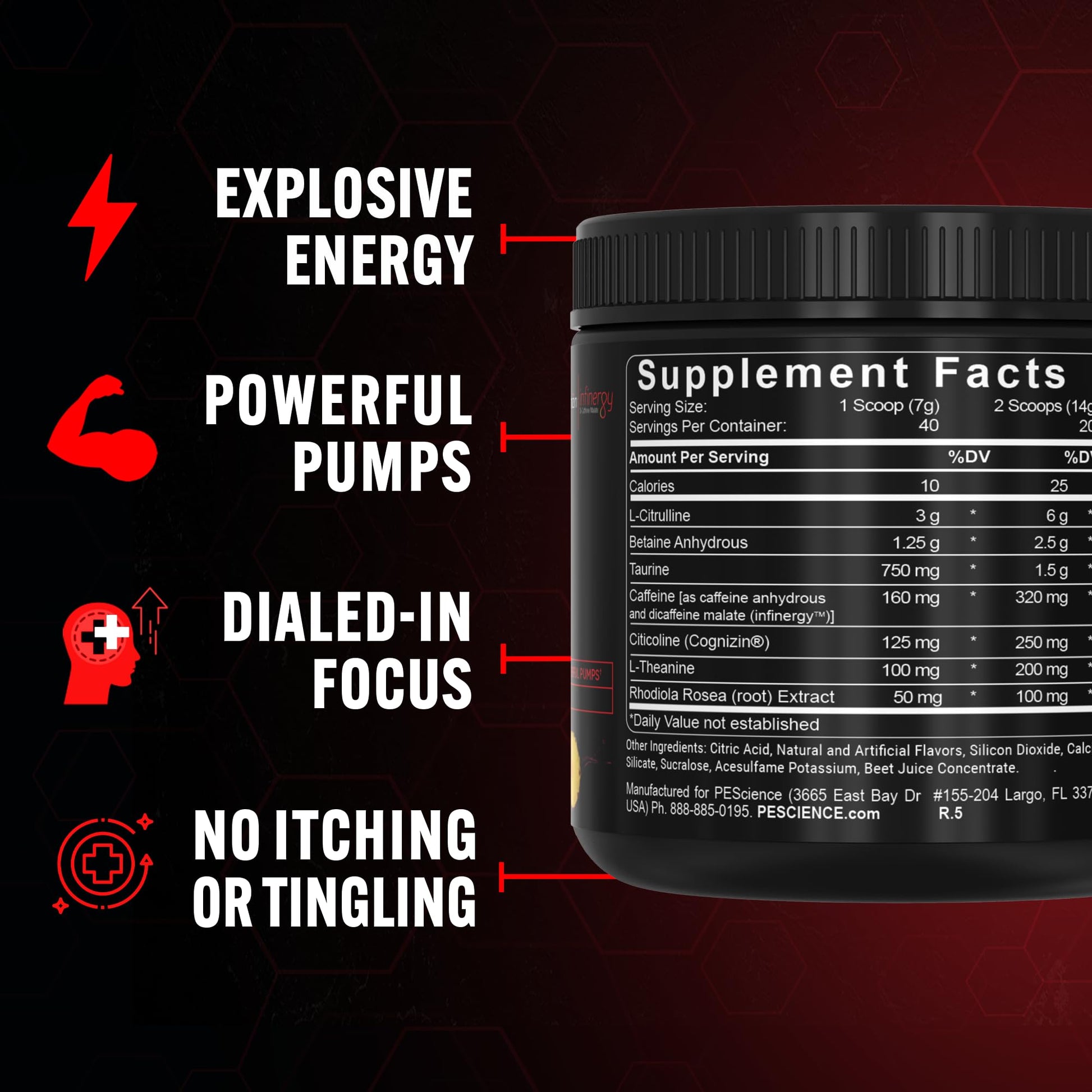 PEScience Prolific Pre Workout Powder for Men & Women with L-Citrulline Nitric Oxide Booster, Energy Powder & Nootropic for Focus – Preworkout Without Beta Alanine – 40 Scoops, Mango Splash PEScienceAu supplements