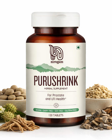Nirogam Purushrink - BPH Prostate Supplement for Men, Supports Better Sleep & Urinary Health - Natural Ayurvedic Herbal Supplement 120 Tablets - Vegan, Dairy Free, Gluten Free NirogamAu supplements