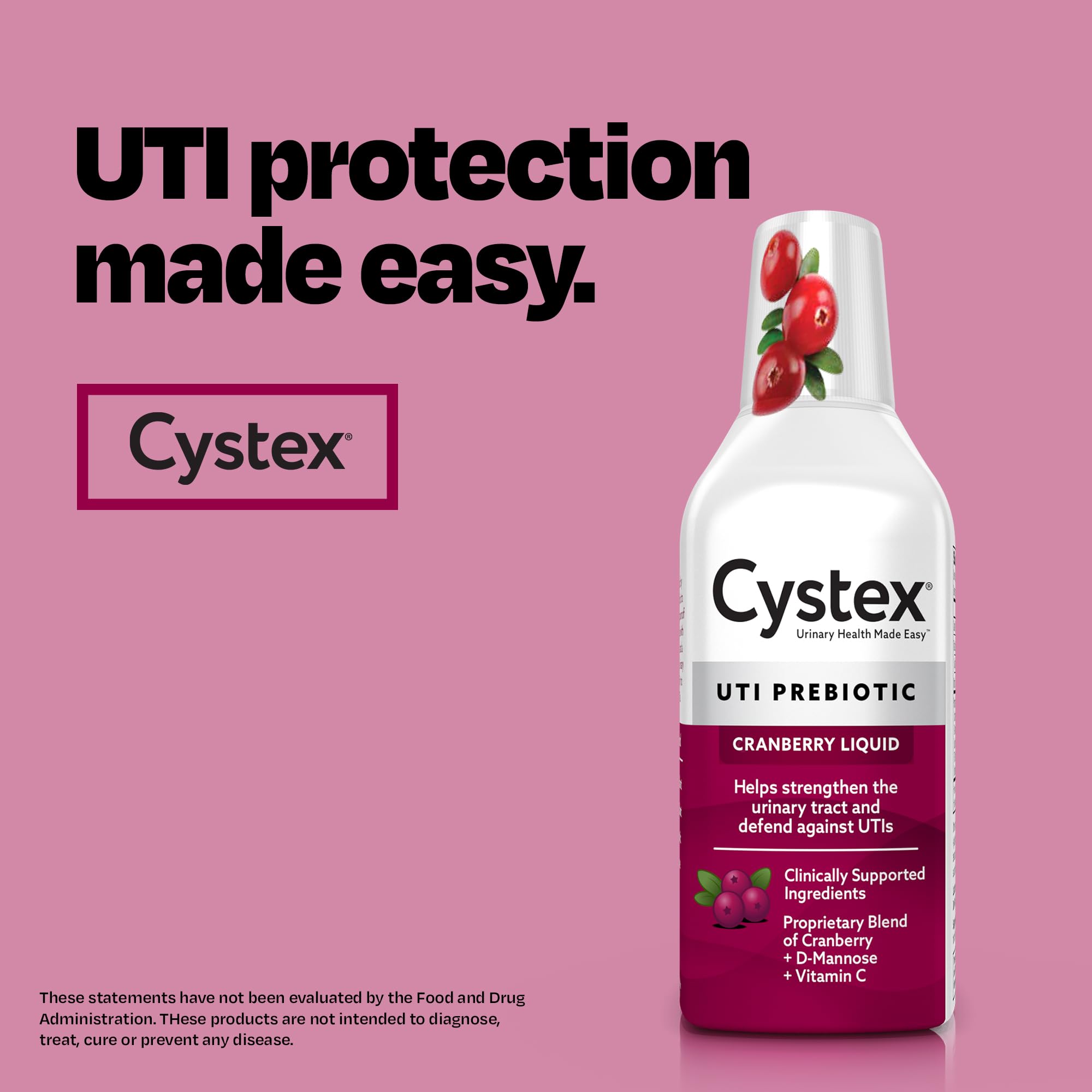 Cystex Urinary Tract Infection Support & Prevention - Cranberry Prebiotic Supplement with D-Mannose & Vitamin C for UTI Protection & Urinary Health Maintenance - 7.6 fl oz (Pack of 2) CystexAu supplements