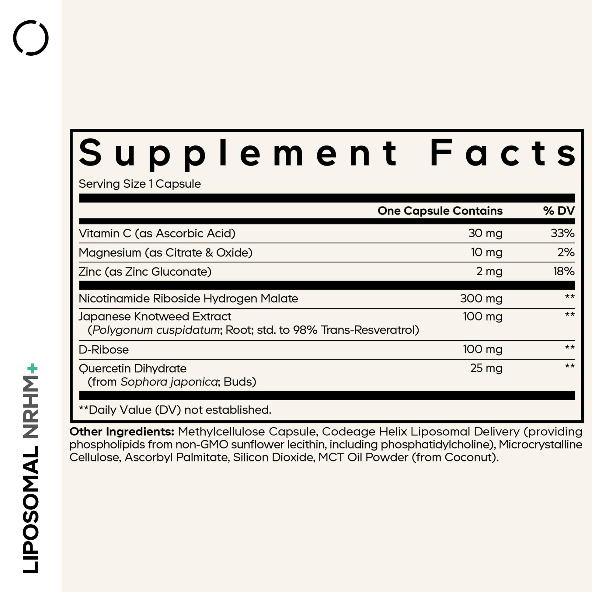 Codeage Liposomal NRHM+ Supplement - NRH Hydrogen Malate 300 mg, Resveratrol, D-Ribose & Quercetin - Vitamin C, Magnesium & Zinc - Liposomal Delivery - Non-GMO - 60 Capsules CodeageAu supplements
