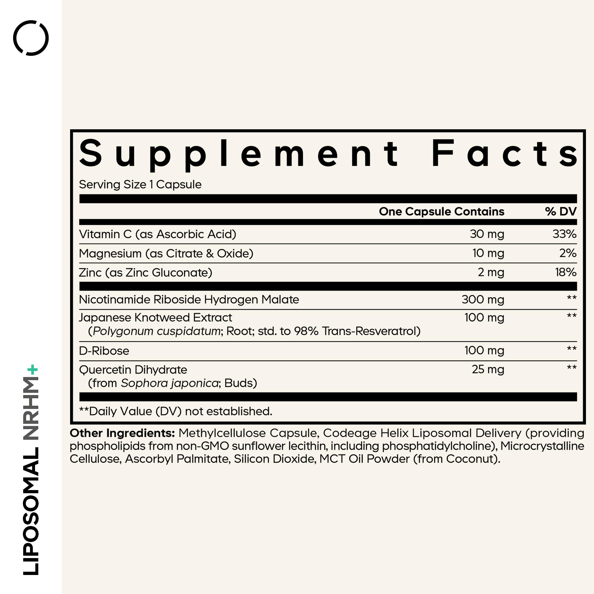 Codeage Liposomal NRHM+ Supplement - NRH Hydrogen Malate 300 mg, Resveratrol, D-Ribose & Quercetin - Vitamin C, Magnesium & Zinc - Liposomal Delivery - Non-GMO - 60 Capsules CodeageAu supplements
