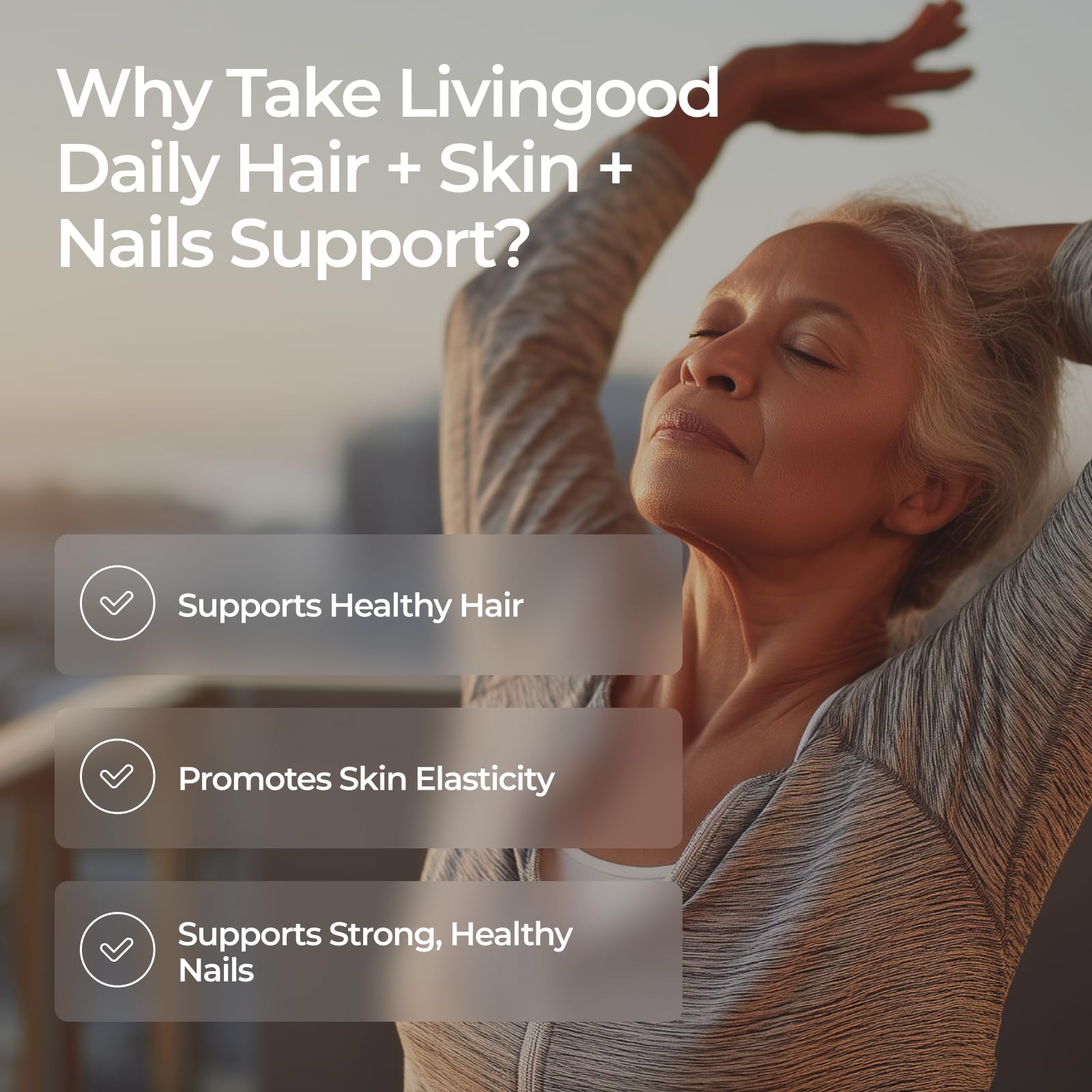 Livingood Daily Hair, Skin & Nails Supplement, 14-in-1 Formula with Biotin, Collagen, Keratin, Bamboo, Selenium, Folate, B12, Zinc and More, Beauty Supplement for Women & Men, Gluten Free, 60 Capsules Livingood DailyAu supplements