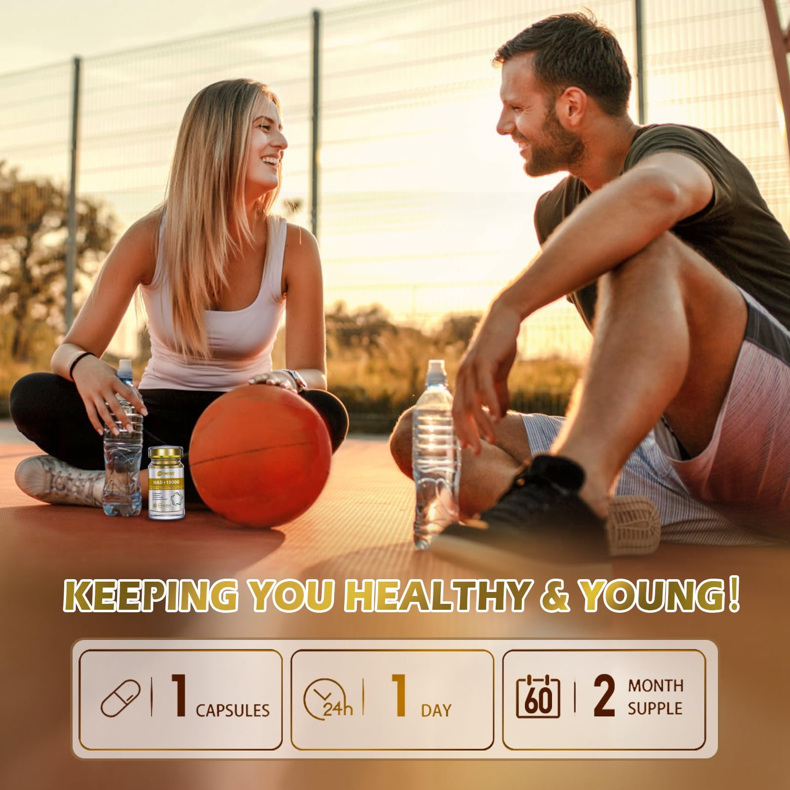 OMOGS NAD+ 300 mg + Trans-Resveratrol 200 mg, Pure NAD Supplement, Max Absorption, Boosting Supplement for DNA Repair, Healthy Aging, Cellular Energy & Longevity, 60 Capsules OMOGSAu supplements