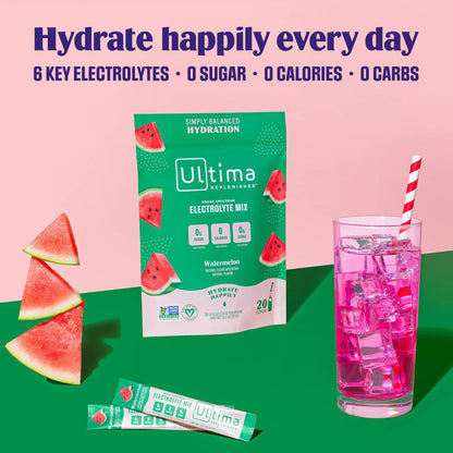 Ultima Replenisher Daily Electrolyte Drink Mix – Watermelon, 20 Stickpacks Ultima ReplenisherUS supplements