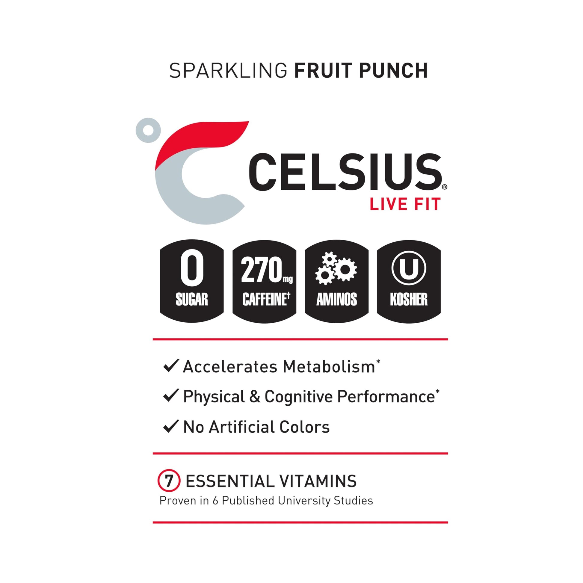 CELSIUS ESSENTIALS, Sparkling Fruit Burst, Performance Energy Drink 16 Fl Oz (Pack of 12) CELSIUSUS supplements