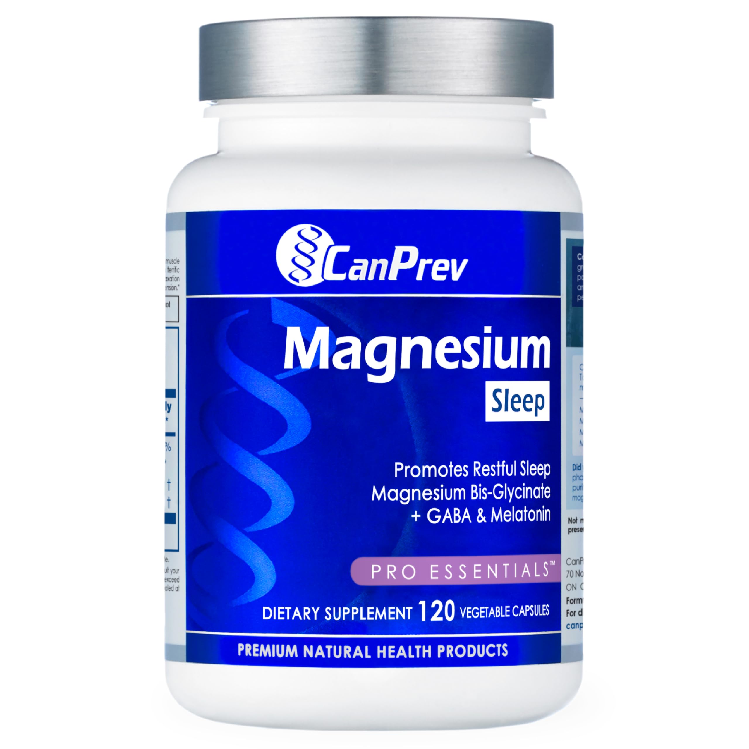 CanPrev Magnesium Bisglycinate Chelated + GABA & Melatonin, 120 Veg Caps, 120-Day Supply, Support Restful Night, Muscle Function, Promote Relaxation & Balanced Sleep-Wake Cycle, Vegan, No GMO & Gluten CanPrevAu supplements