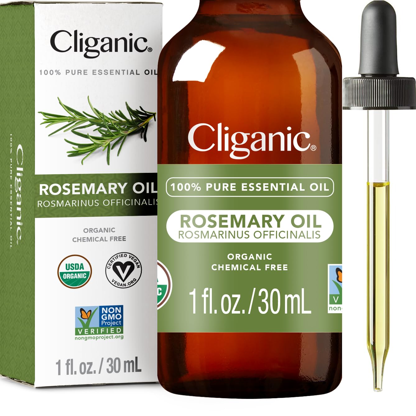 Cliganic Organic Rosemary Essential Oil for Hair, Skin, Aromatherapy - 100% Pure Natural Undiluted CliganicAu supplements