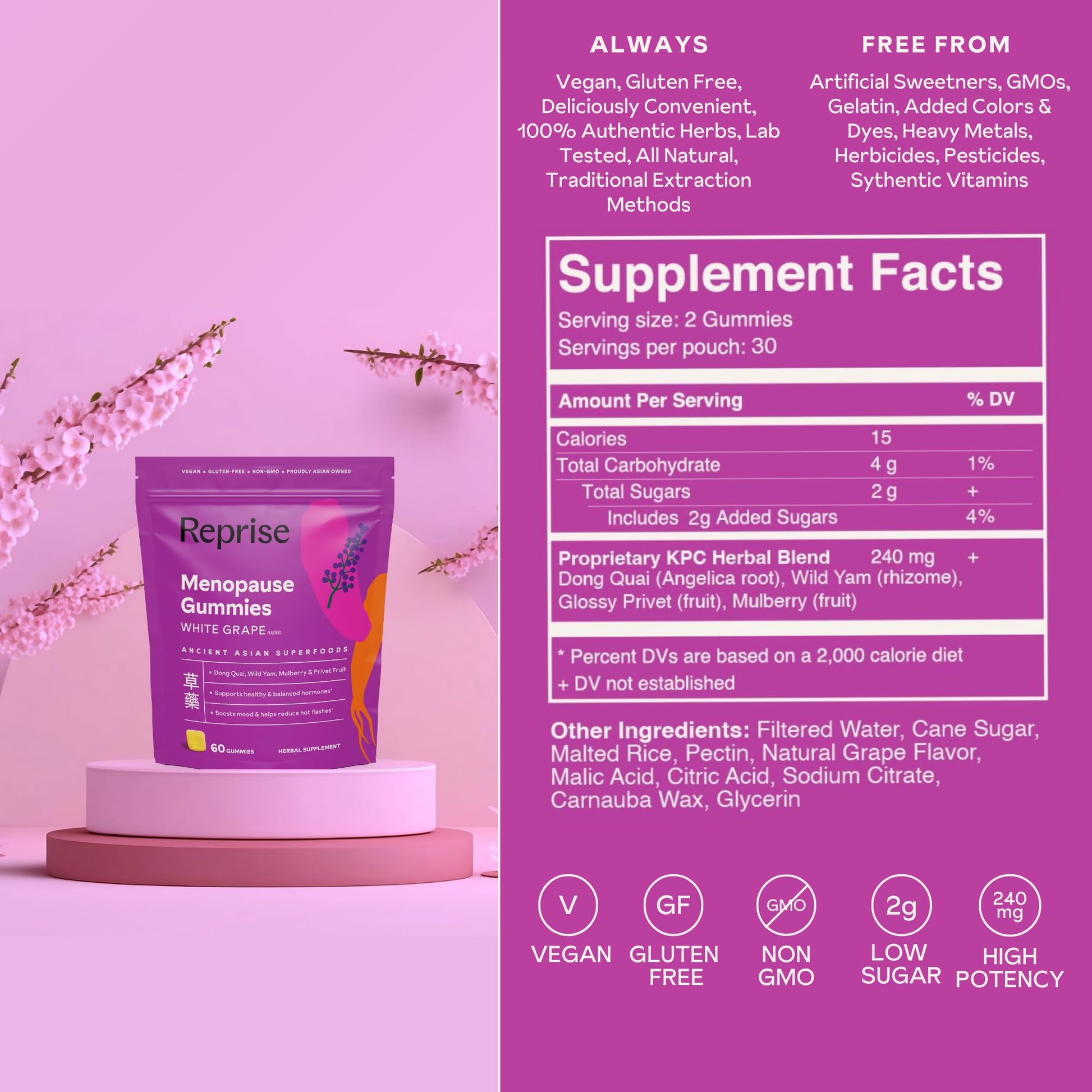 Menopause Gummies for Women | Healthy, Balanced Hormones | Reduce Hot Flashes, Night Sweats | Boosts Mood, Vitality, Energy| Dong Quai, Wild Yam, Mulberry, Privet Fruit | Low Sugar Chews, 60 Gummies RepriseAu supplements