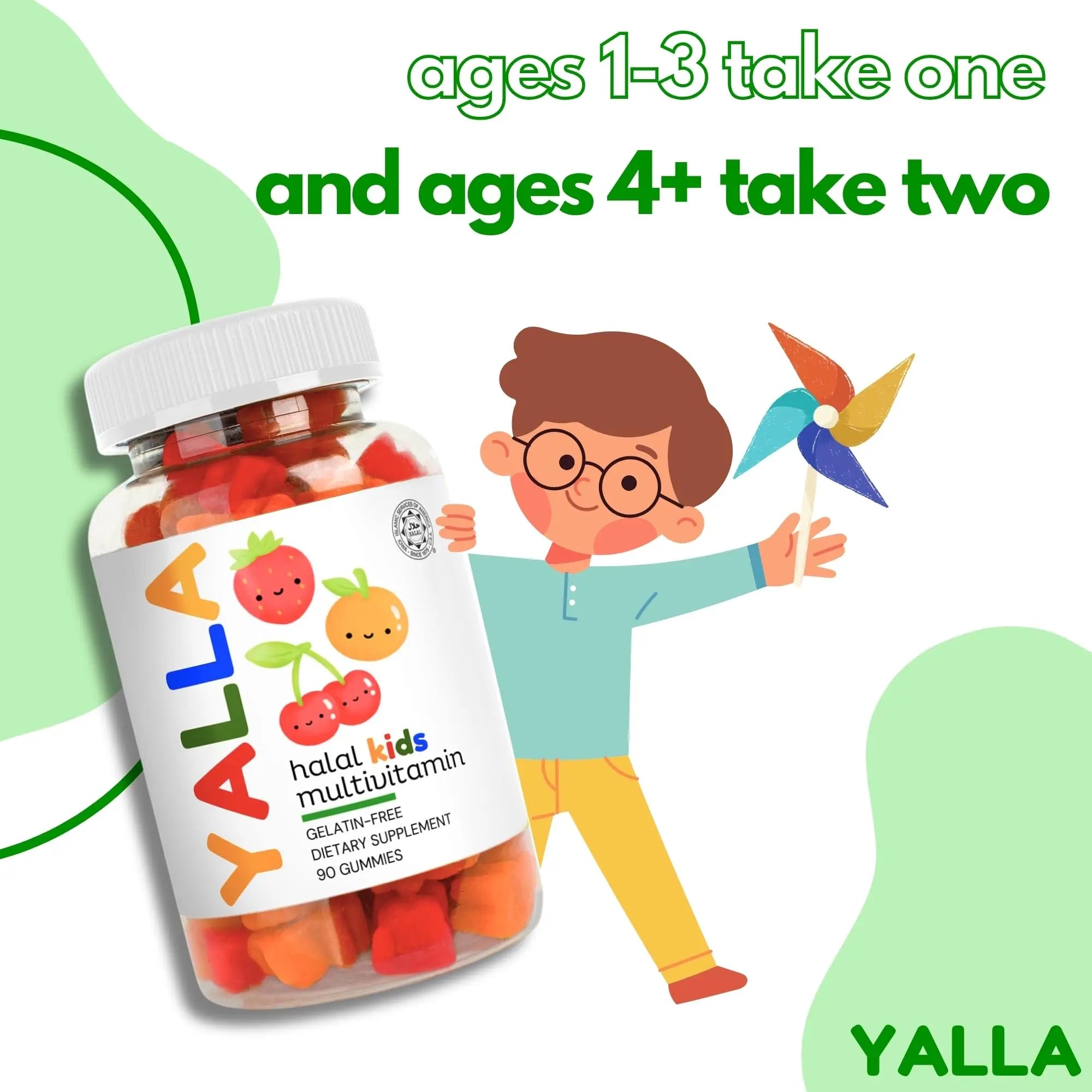 YALLA Halal Vitamins for Kids, Halal Kids Multivitamin Gummies, 45-90 Day Supply, Essential Vitamins with C, D3 YALLAAu supplements