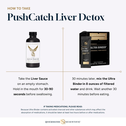 Quicksilver Scientific PushCatch Liver Detox Cleanse - 2 Piece Kit with Ultra Binder (Packets) & Liver Sauce (Liver Support Supplement with Milk Thistle Extract) to Support GI Detox & Toxin Binding Quicksilver ScientificUS supplements