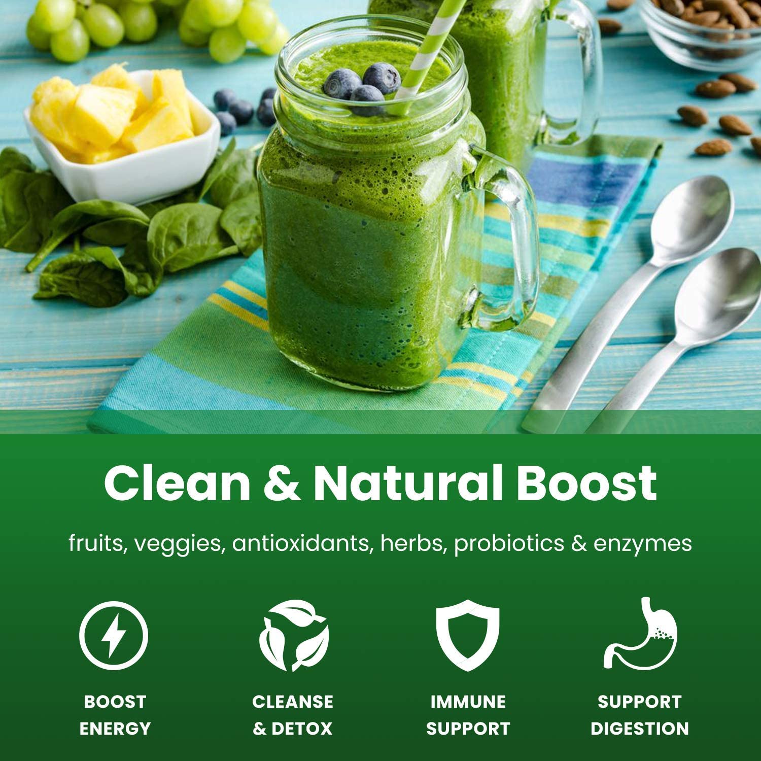 NutraChamps Super Greens Powder Premium Superfood | 20+ Organic NutraChampsAu supplements