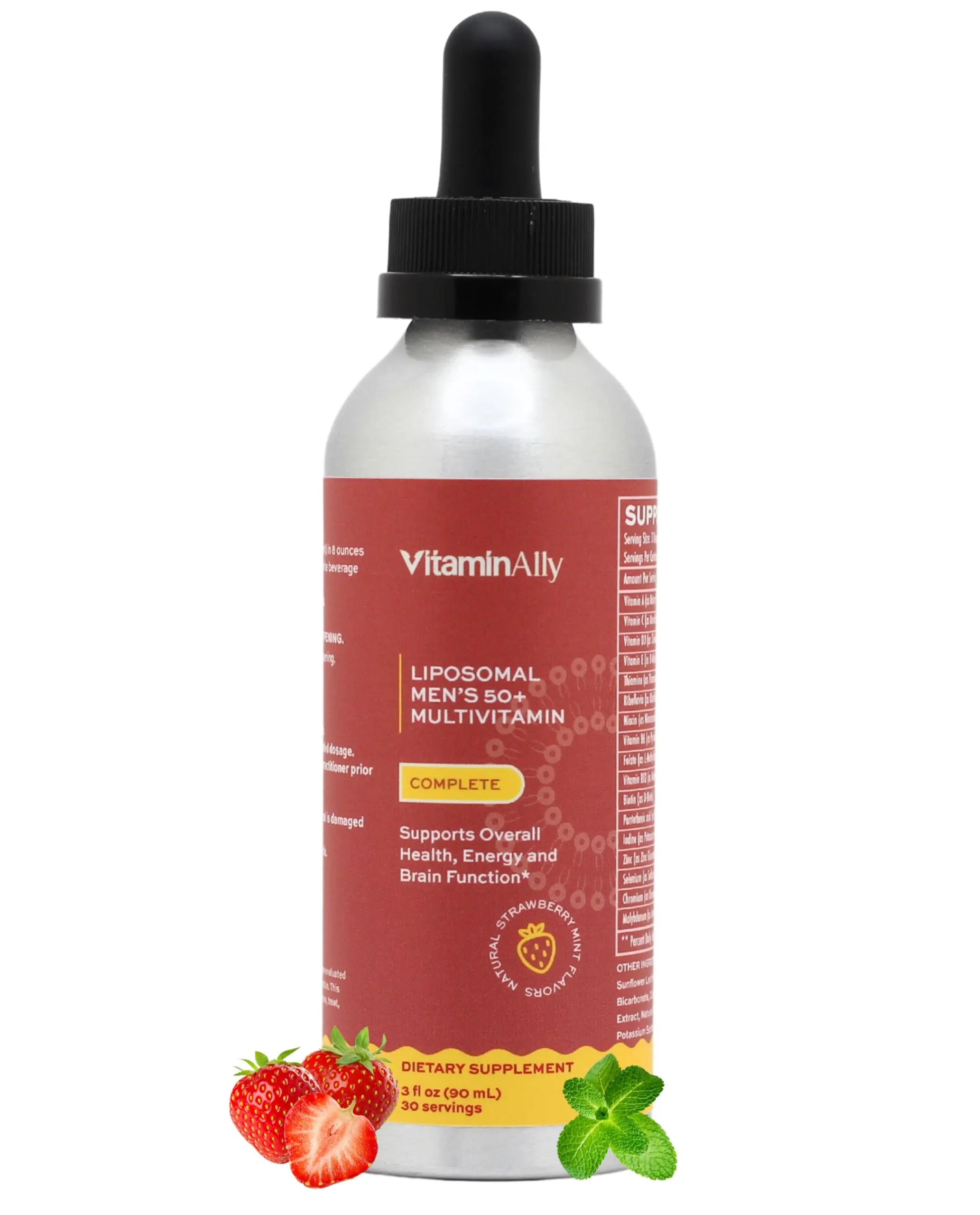 Vitaminally Liposomal Men's 50+ Liquid Multivitamin Drops | Non-GMO | Sugar Free | Gluten Free | 30 Day Supply | 3 FL Oz | VitaminallyAu supplements