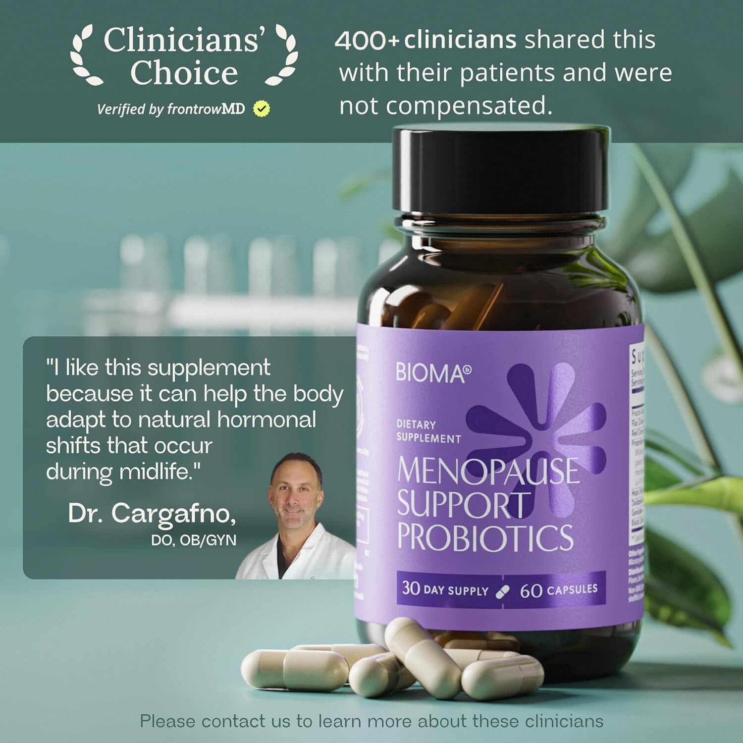 BIOMA Menopause Support Probiotics for Women - Hormone Free Hot Flash & Night Sweat Relief - Gut-Hormone Balance with Phytoestrogens, BB536, Delayed Release (60 Capsules - 30 Day Supply) BIOMAAu supplements