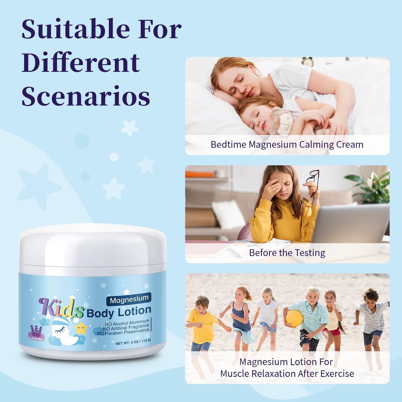 RodPere Magnesium Lotion for Kids & Babies, Bedtime Magnesium Cream for Sleep, Leg Cramps, Lavender Calming Magnesium Oil Lotion for Bone & Muscle Relaxation, Apply to Feet, Legs, Body, 4 OZ. RodPereAu supplements